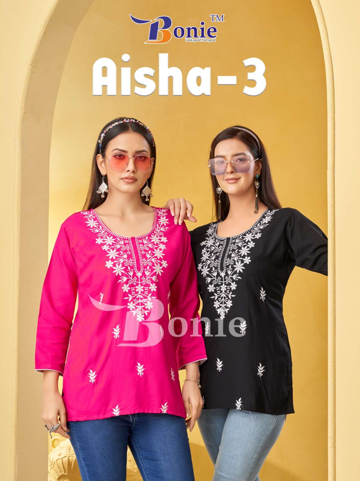 bonie aisha vol 3 3001-3008 series rayon shorts designer collection buy online seller surat