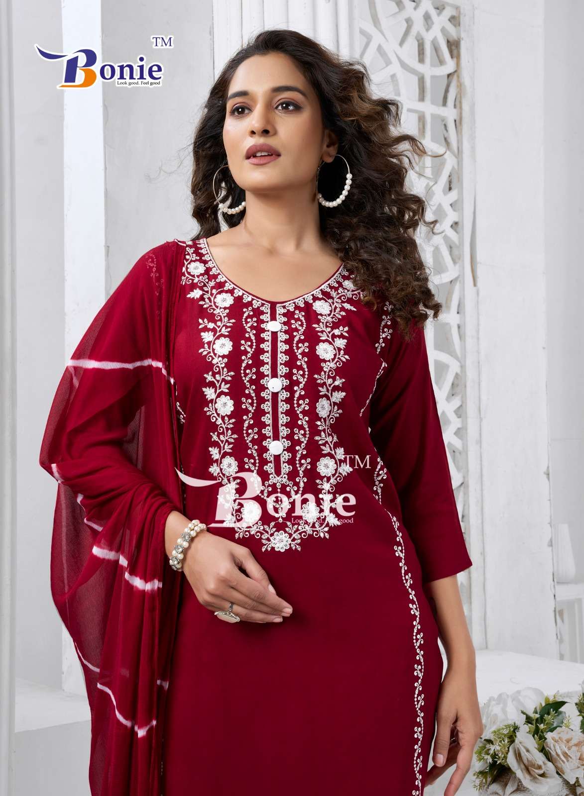 bonie trishla vol-1 1001-1006 series designer long kurtis catalogue manufacturer surat gujarat