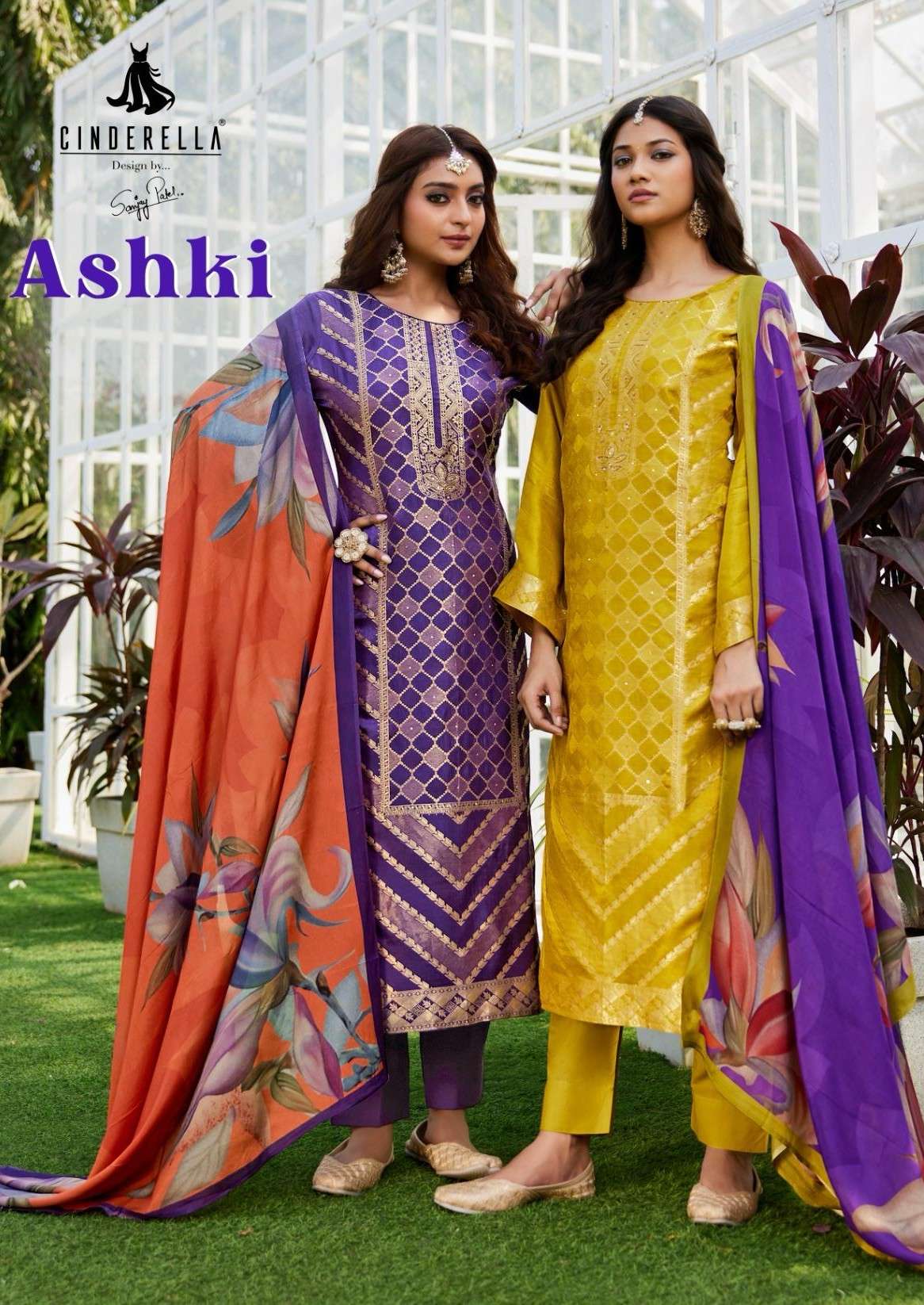 cinderella ashki 15768-15771 series designer rancard silk jacquard hand work salwar kameez buy online wholesale dealer surat