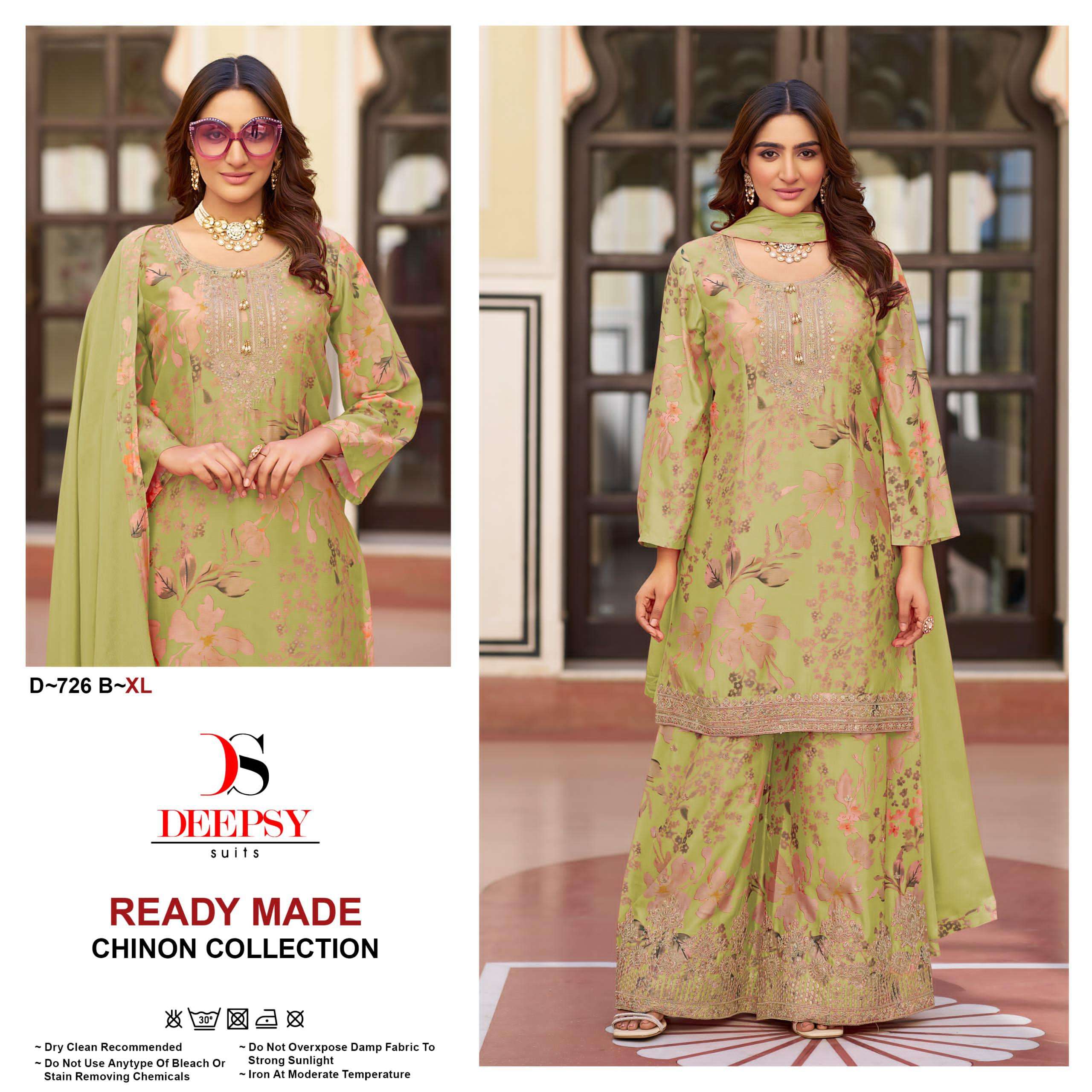 deepsy suits 726 colour series pure chinon digial embroidred ready made salwar kameez online best rate catalogue wedding collection 