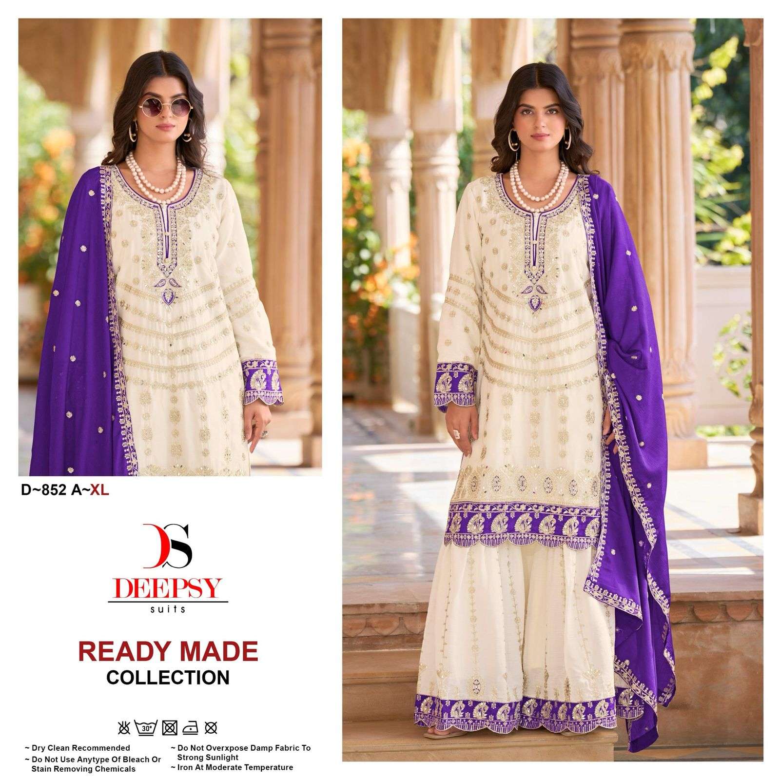 deepsy suits 852 colours pakistani readymade pure chinon embroidered work salwar kameez wholesale price surat