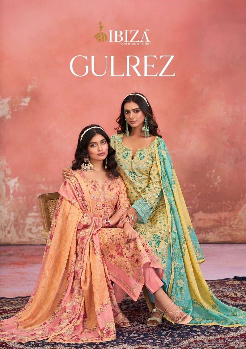 guljer by ibiza 1821-1824 series pure linen digital handwork new designer salwar kameez best online price surat india 