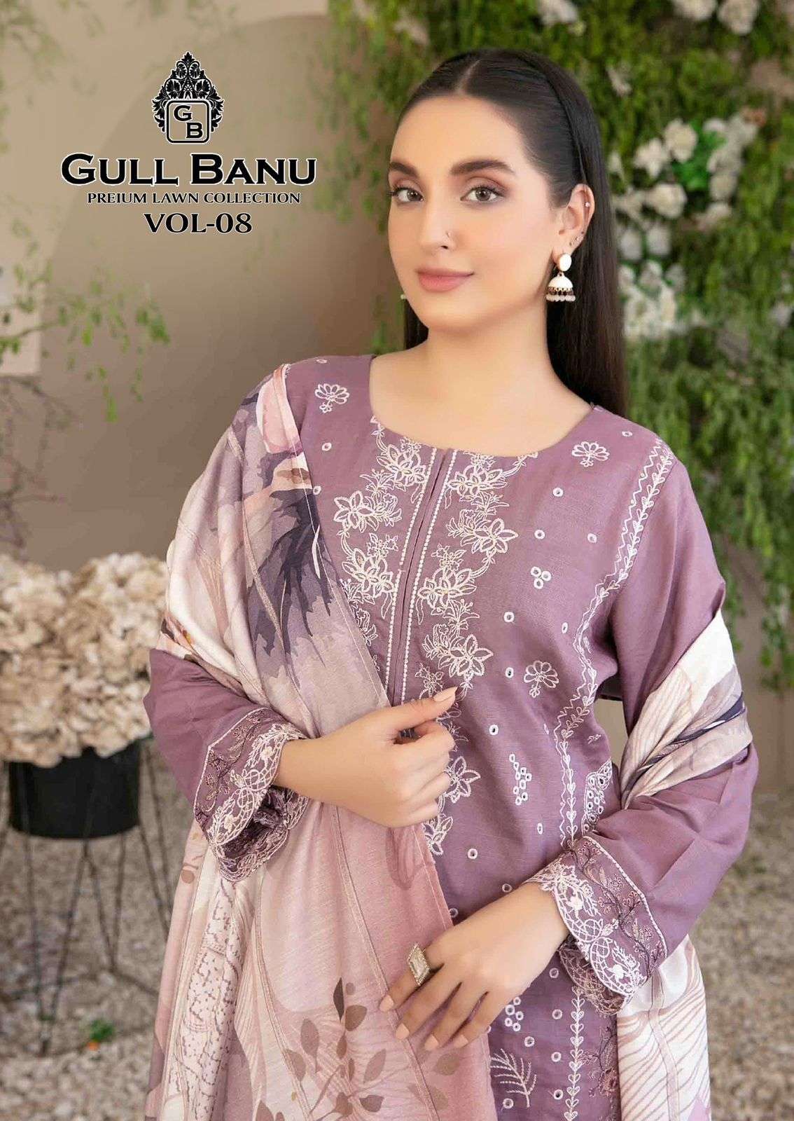 gull ahmed gull banu vol 8 8001-8006 series pure lawn pakistani salwar kameez wholesale price supplier surat