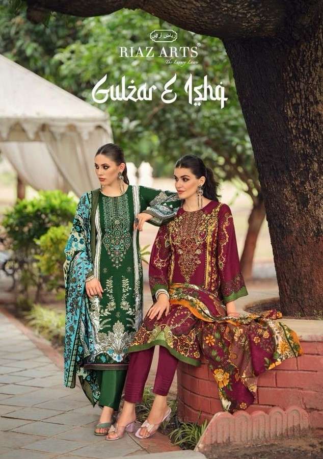 gulzar e ishq by riaz arts 27001-27008 series lawn cambric print heavy embroidery new designer pakistani where salwar kameez best price online surat india 