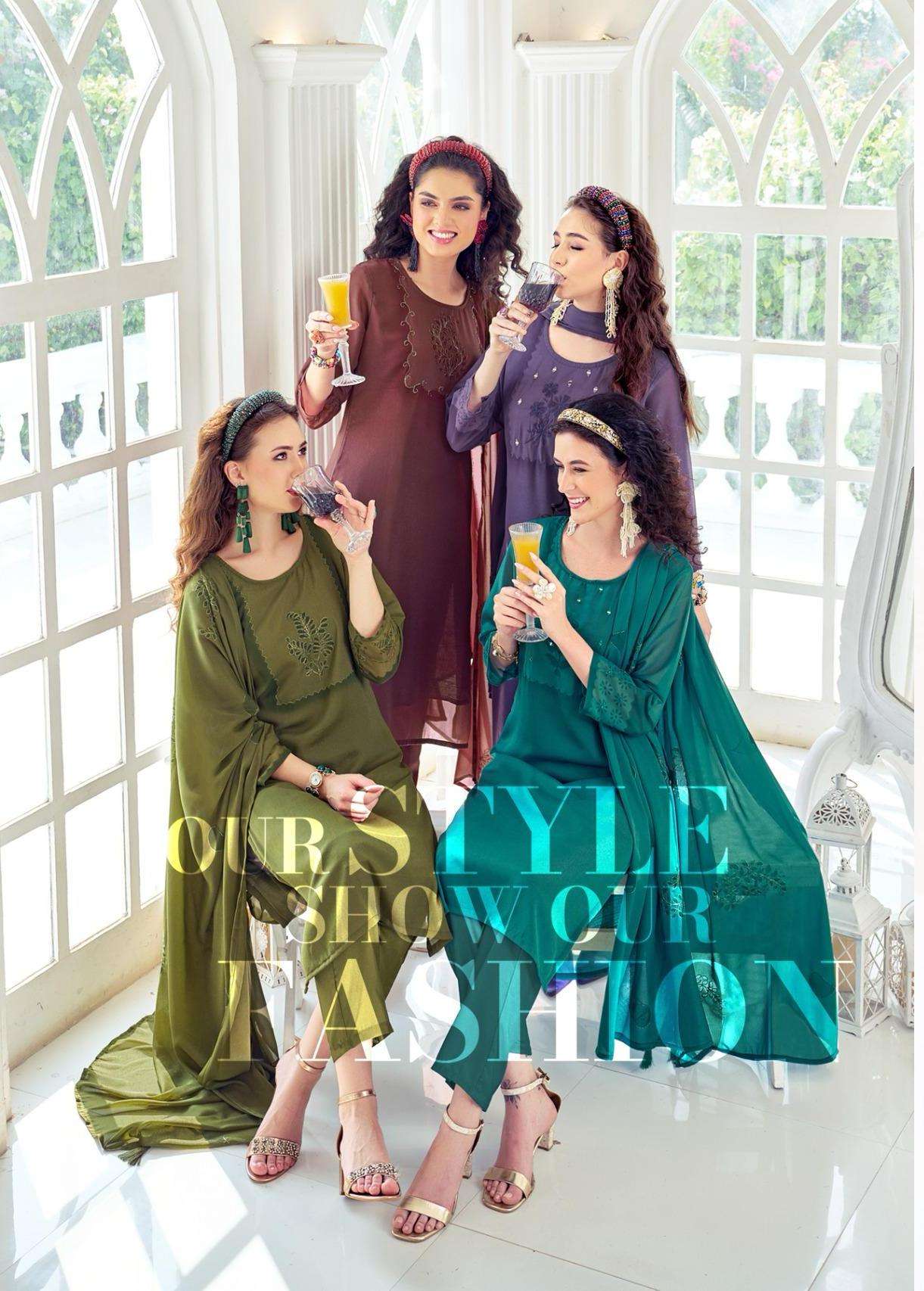 hand craft by poonam designer georgette shimmer kurti collection wholesale price surat