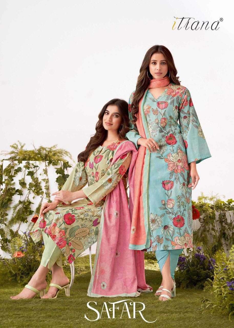 itrana safar lawn cotton digital hand work designer salwar kameez buy online wholesaler surat