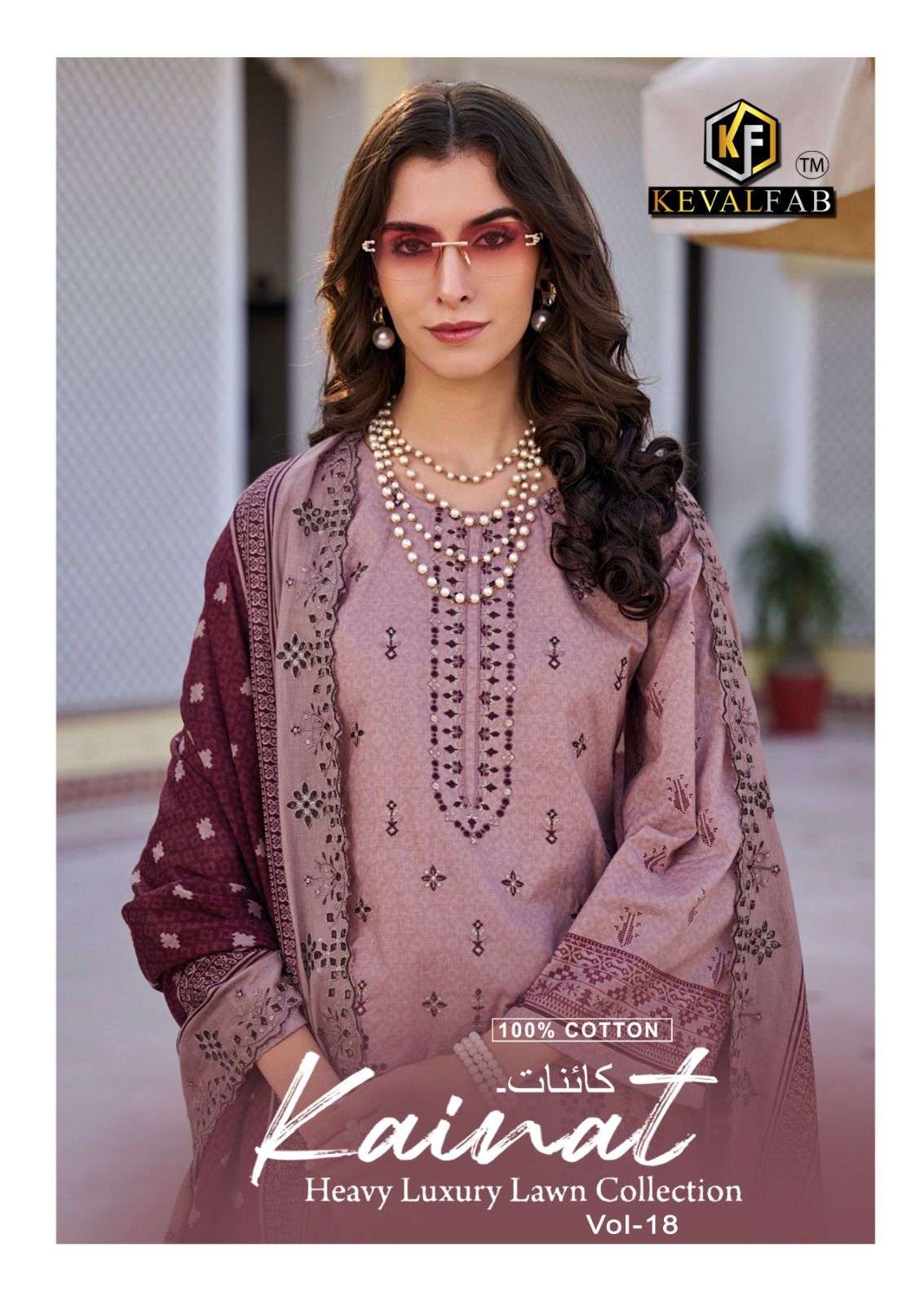 keval fab kainat vol 18 18001-18006 series designer lawn cotton unstich salwar kameez wholesaler india 