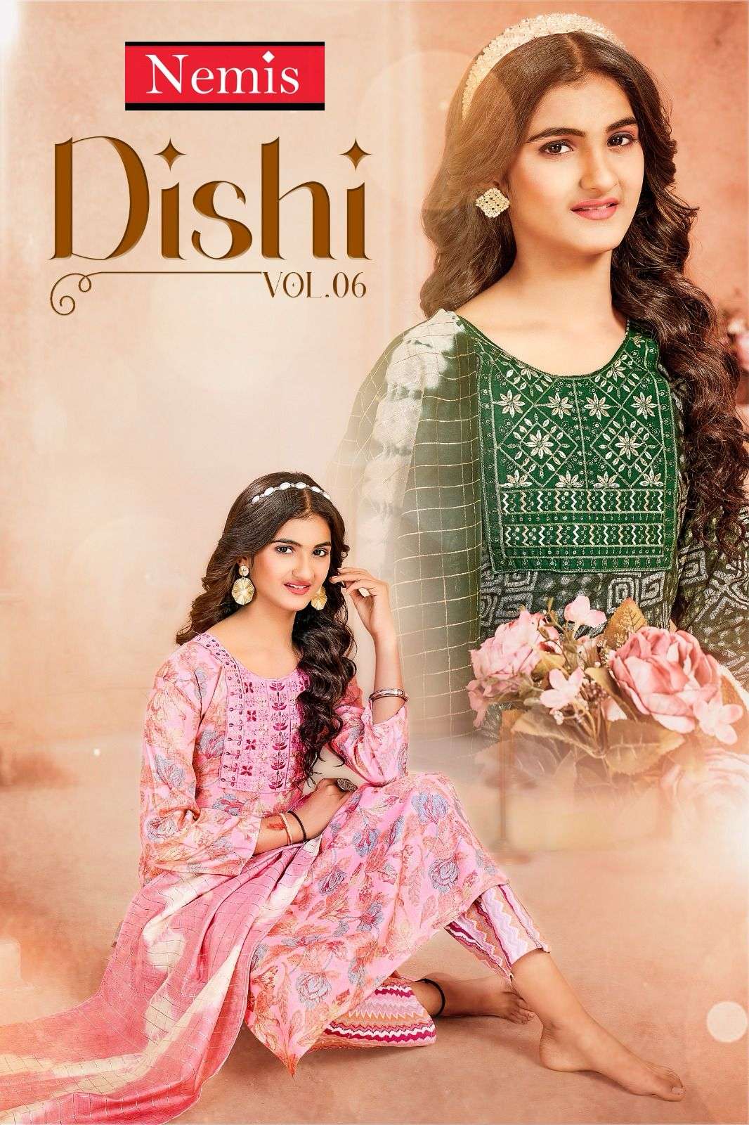 nemis dishi vol 6 6001-6008 series capsule rayon embroidered ready made salwar kameez wholesaler surat