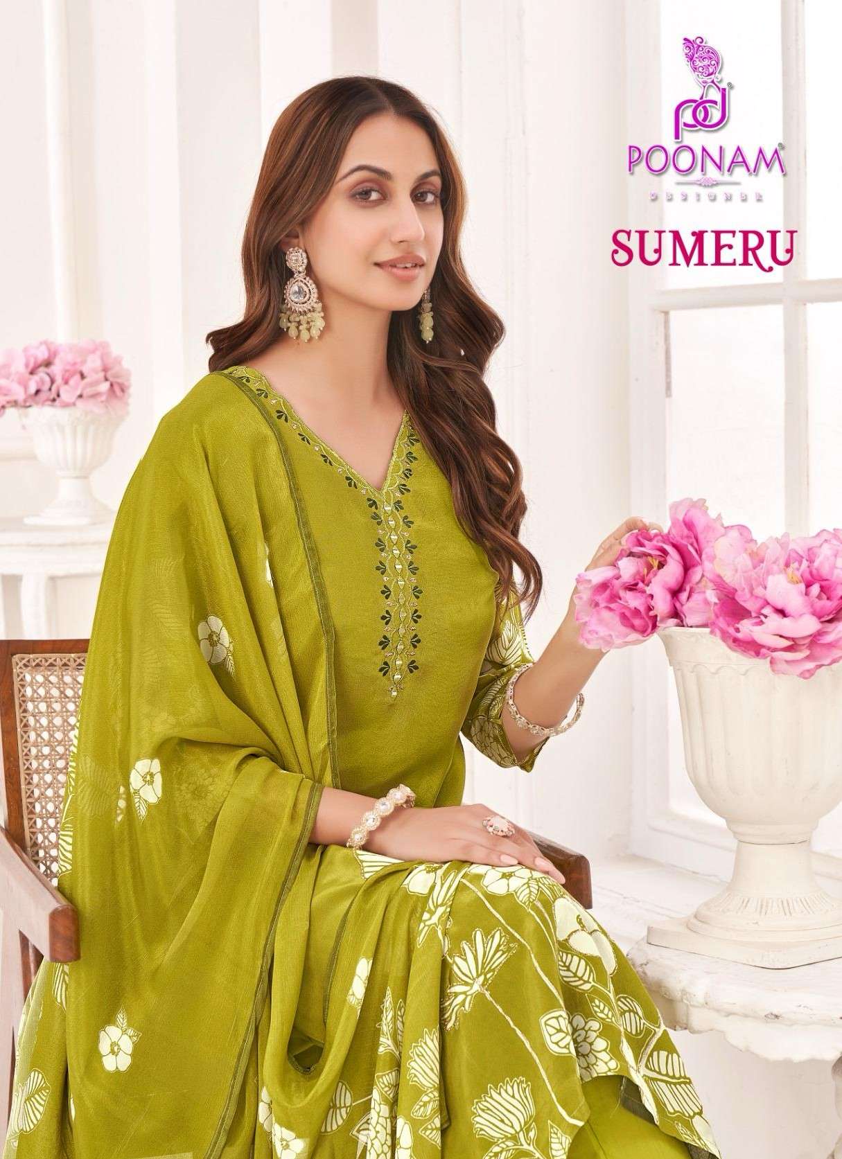 poonam designer sumeru 1001-1004 series designer natural crepe hand work ready made suits buy online wholeslaers 