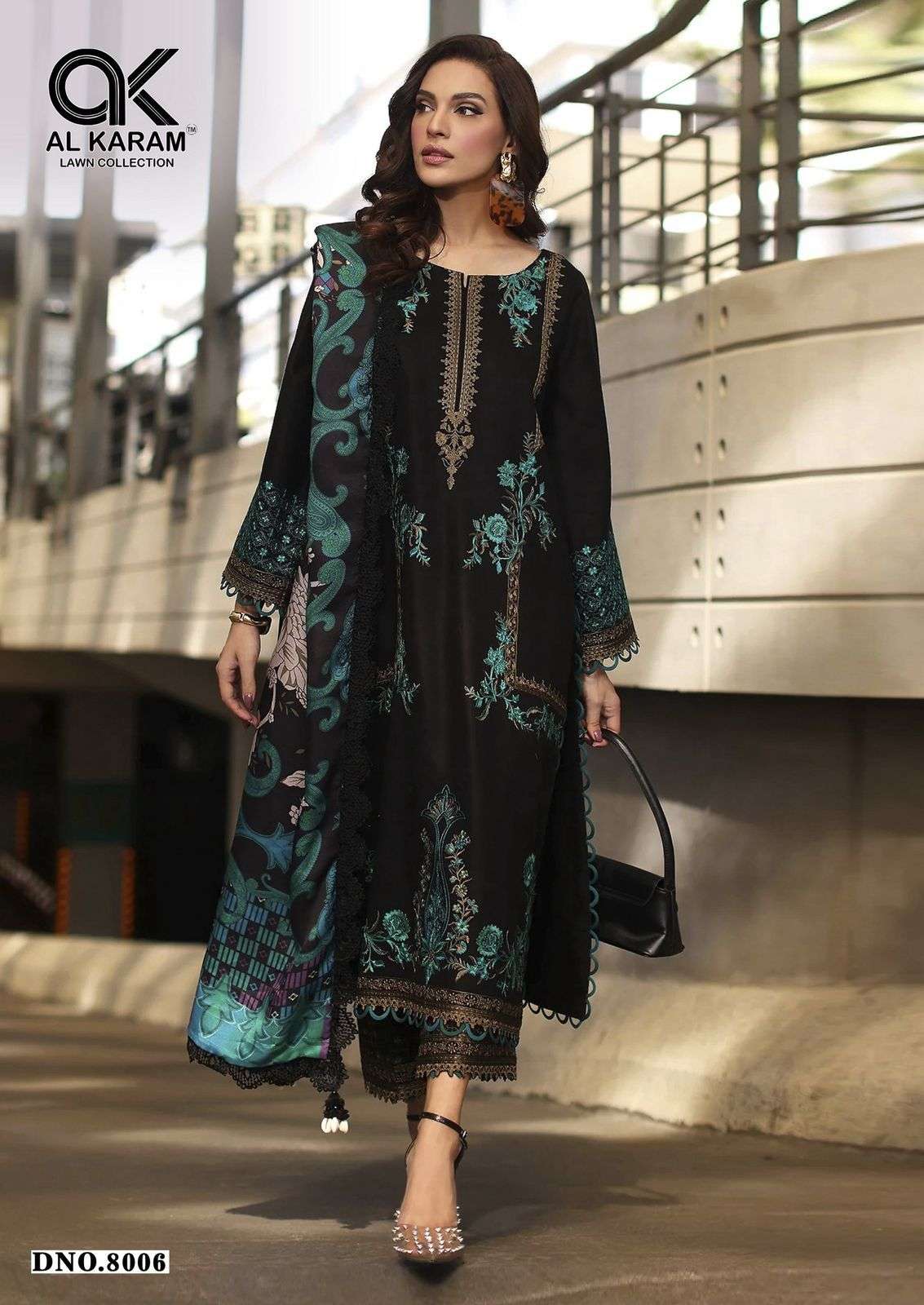 qeens court vol 08 by ai karam 8001-8006 series pure cambric embroidery designer salwar kameez best price online surat india 