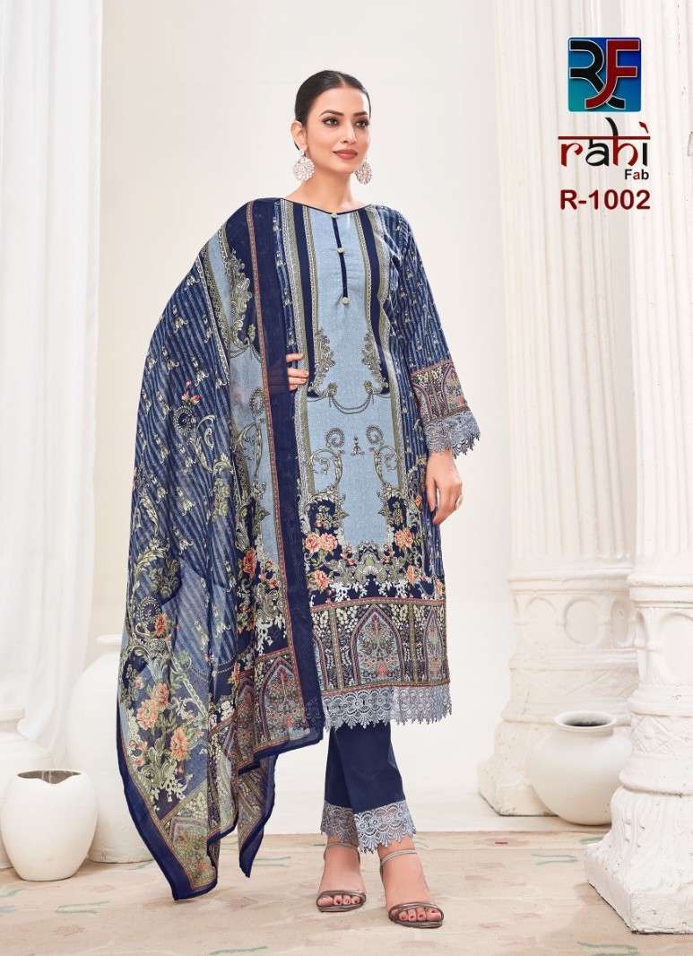 rahabat vol 1 by rahi fab 1001-1006 series pure giza lawn cotton unstich wear salwar kameez wholesale price surat
