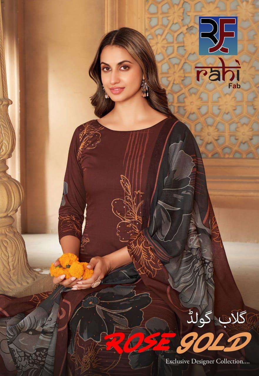 rahi fab rose gold 101-108 digital print designer salwar kameez catalogue shopping surat gujarat 