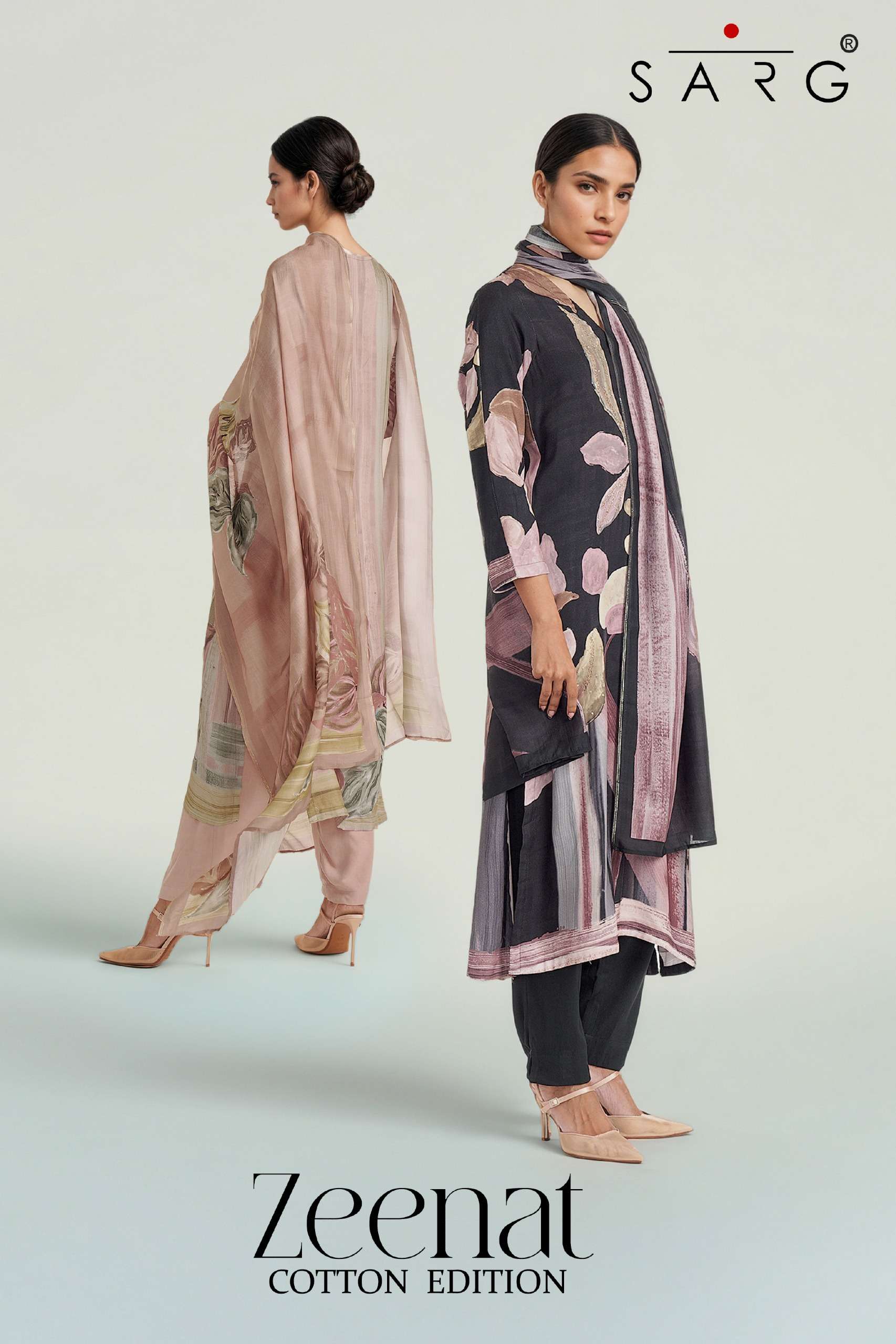 sarg zeenat exclusive party wear lawn cotton digital unstich fancy salwar kameez wholesaler surat 