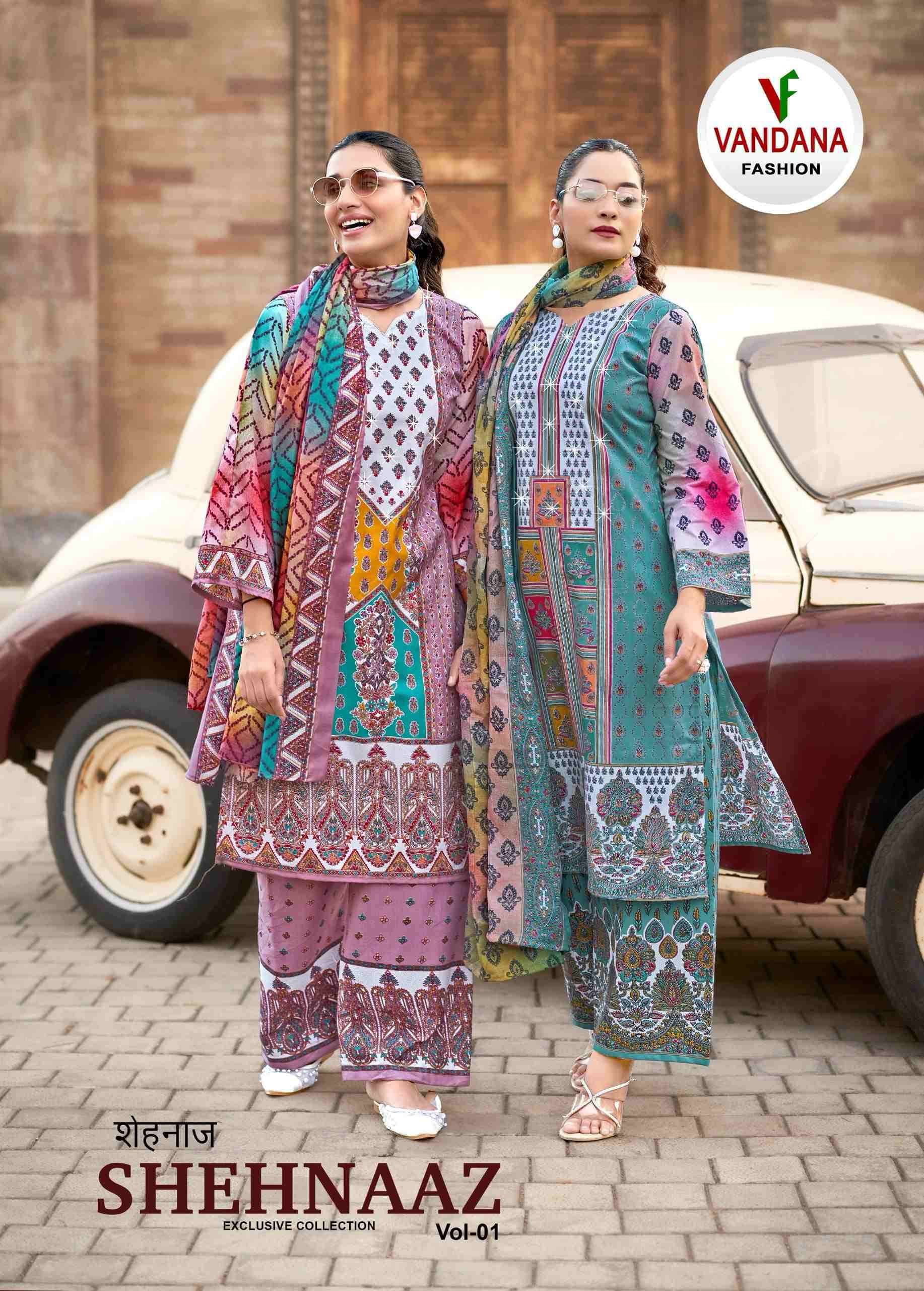 sehnaaz vol 1 by vandan fashion 1001-1008  series cotton digital print new stylist salwar kameez best online price surat india 