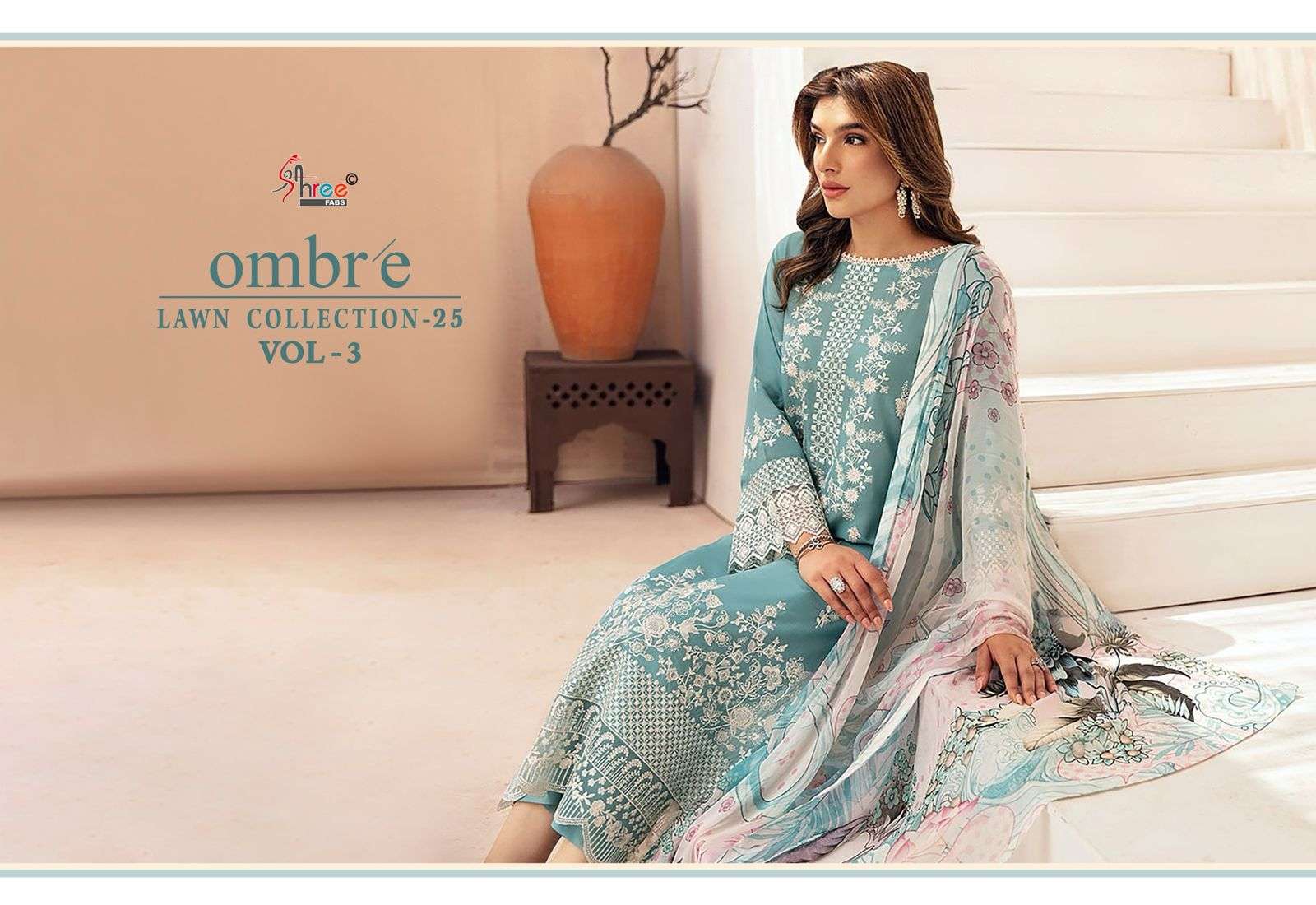 shree fabs ombre lawn vol 3 3781-3786 series pure cotton with embroidery work best new designer salwar kameez best online price surat india 