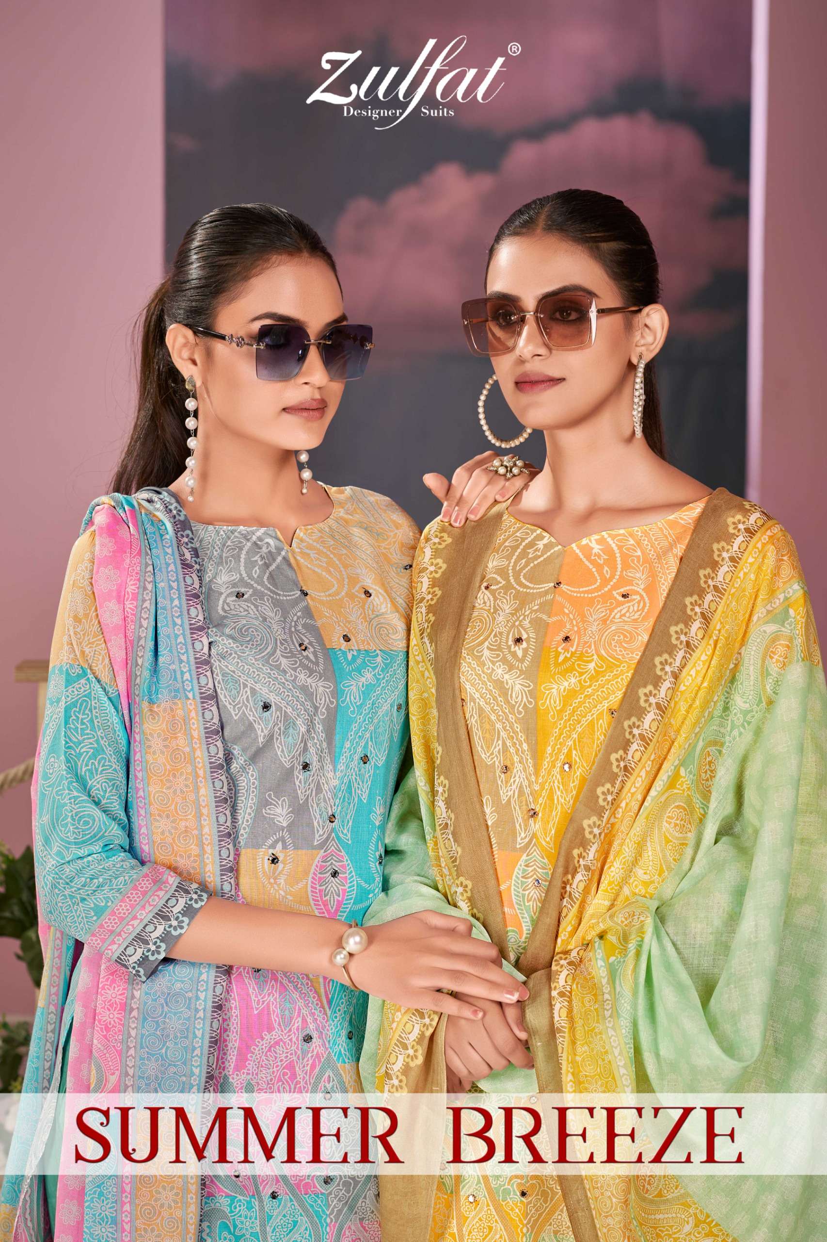 summer breeze by zulfat designer suits pure cotton unstich dress material collection wholesale price surat