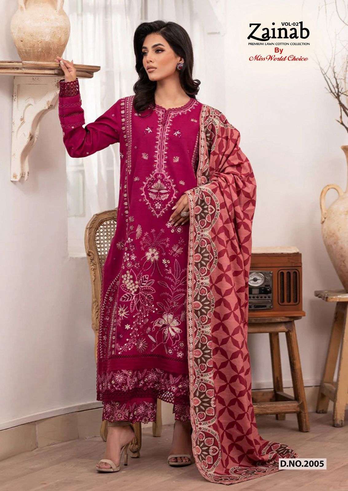 zainab vol 2 by miss world choice pure karachi printed unstich salwar kameez wholesale price surat