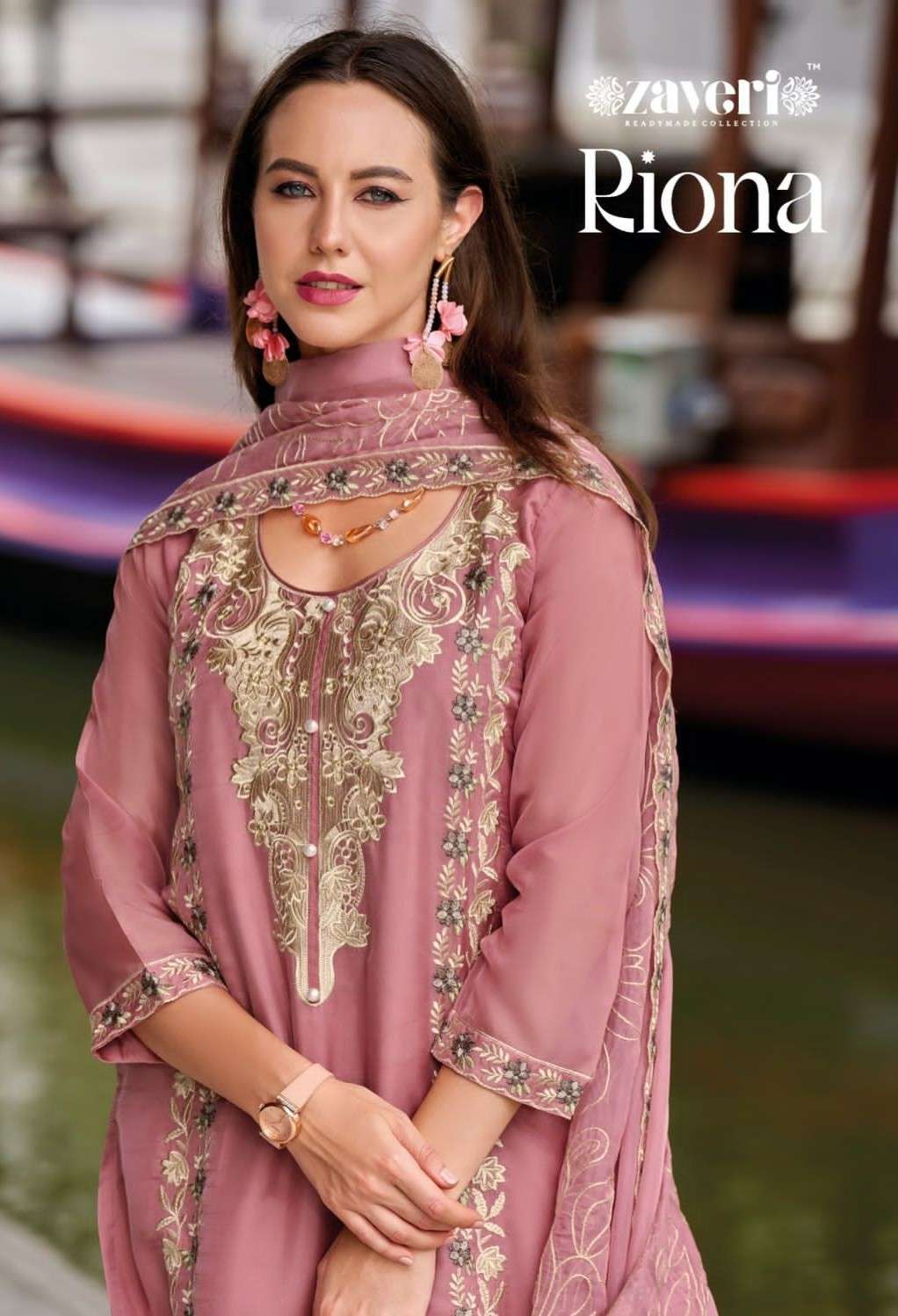 zaveri riona designer ready made party wear blooming organza embroidred salwar kameez wholesale dealer surat