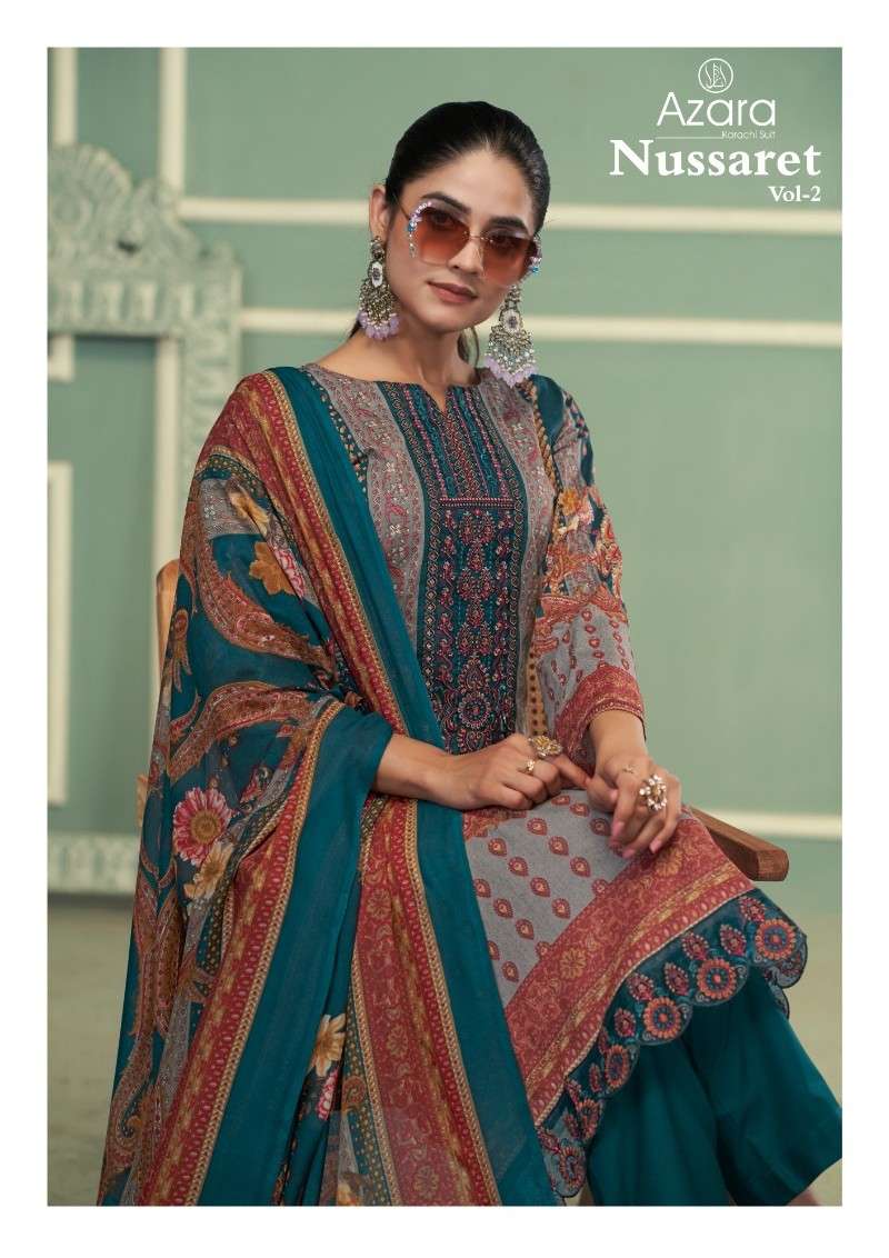 azara nushrat vol 2 by radhika 44001-44002 series  cambric  cotton designer digital salwar kameez wholesale price surat 
