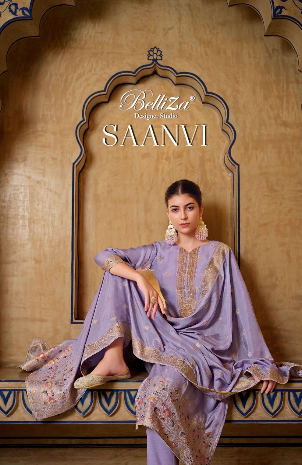 belliza designer studio by saanvi party wear viscose muslin jacquard embroidery salwar kameez wholesale dealer surat