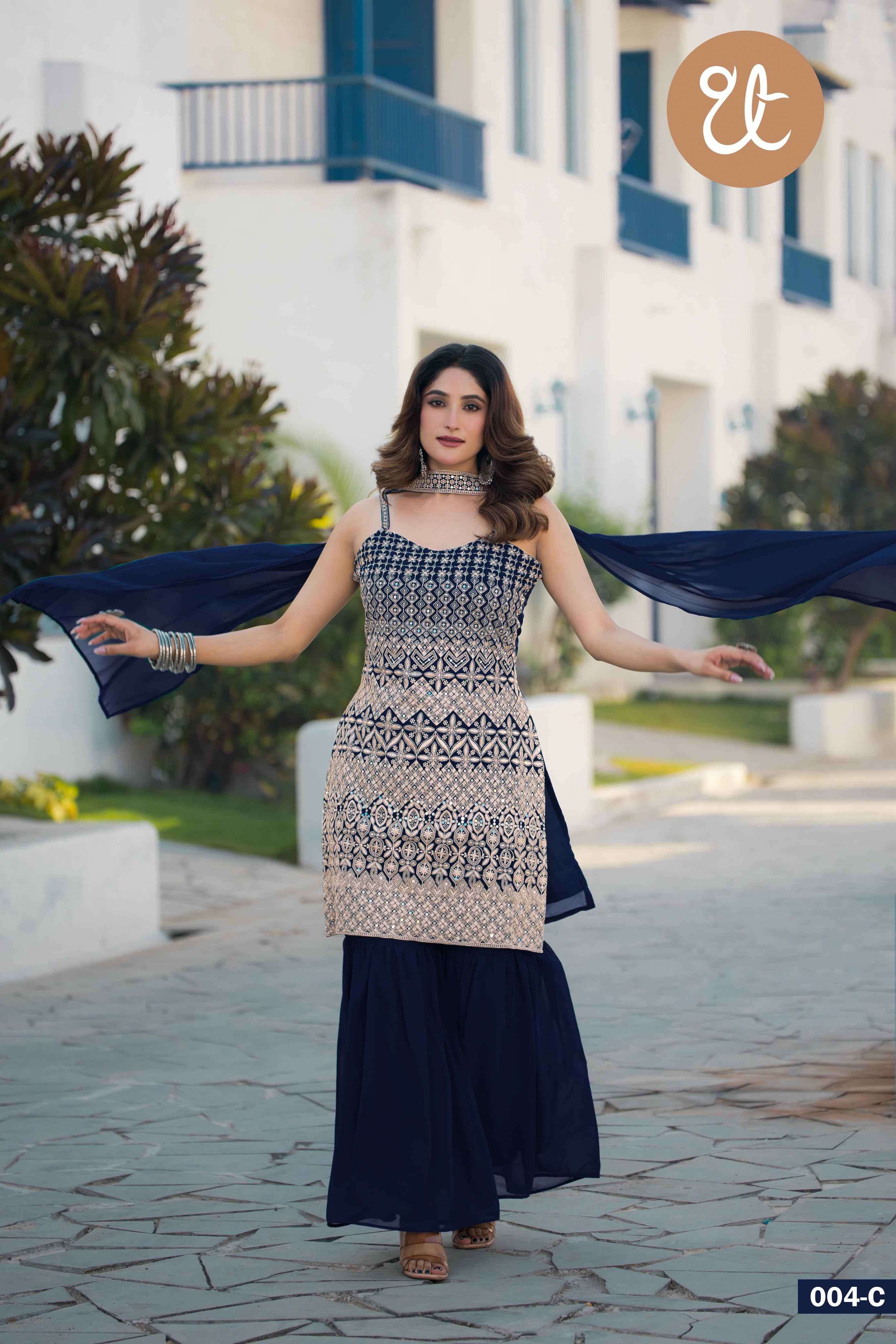 design no 4 by threadthrill heavy blooming georgette  Sequence exclusive embroidery readymade collection best online price surat