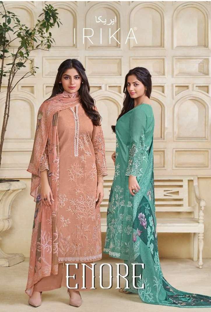 enore by irika 1001-1008 series block printed cotton lace handwork designer salwar kameez best online price surat