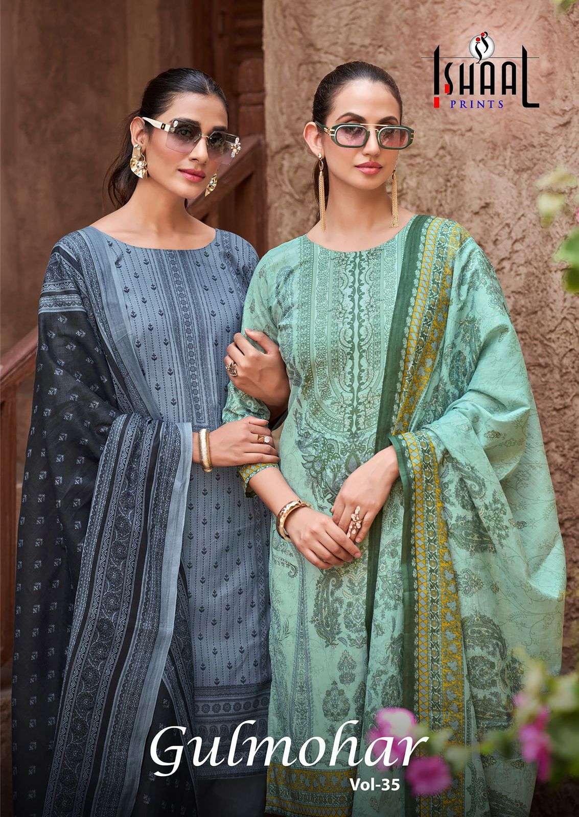 gulmohar vol 35 by ishaal prints 35001-35010 series pure lawn pakistani salwar kameez wholesale price surat