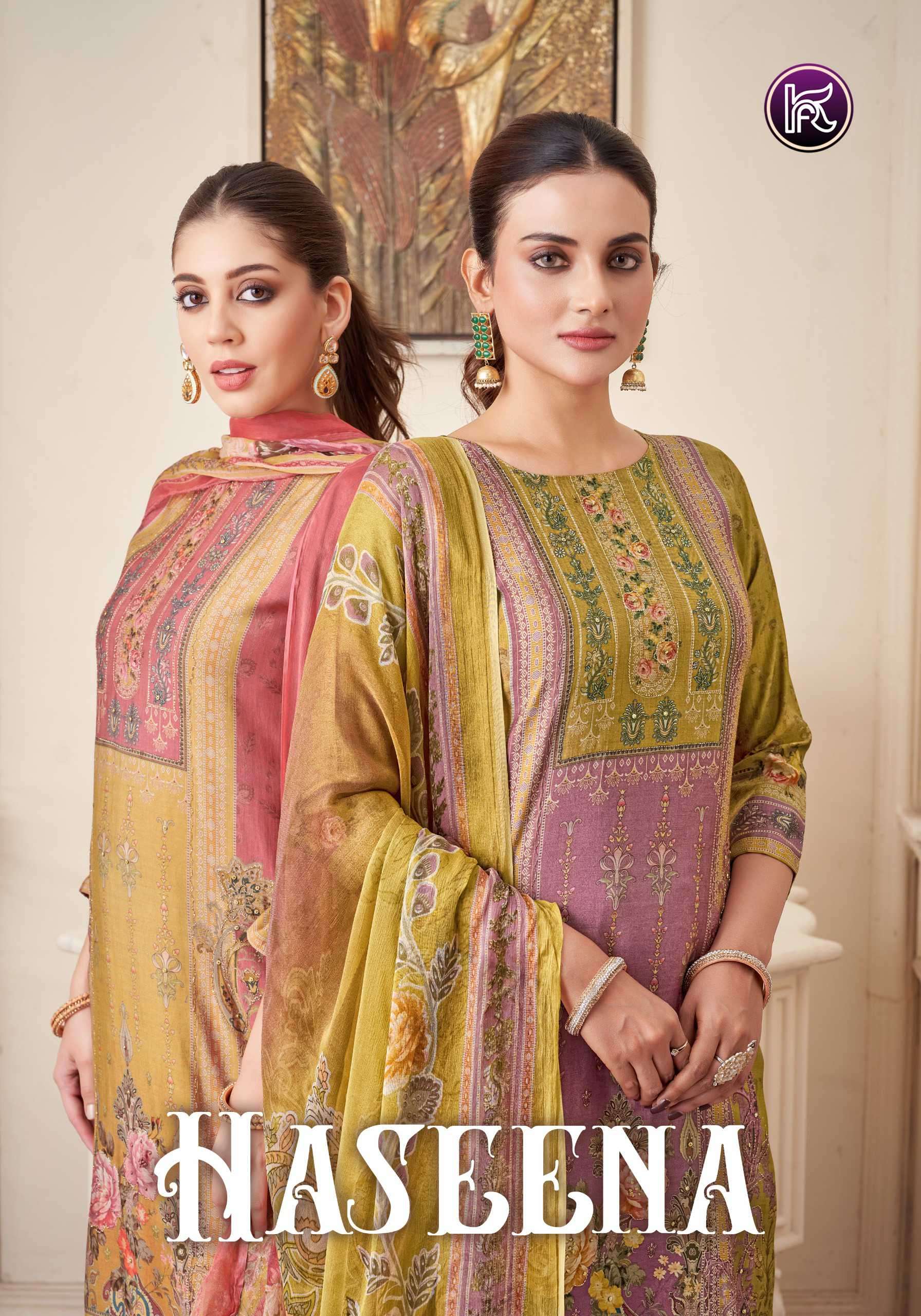 haseena by kala fashion 60001-60004 series pure modal fancy handwork with digital printed unstitch salwar kameez best online rate surat
