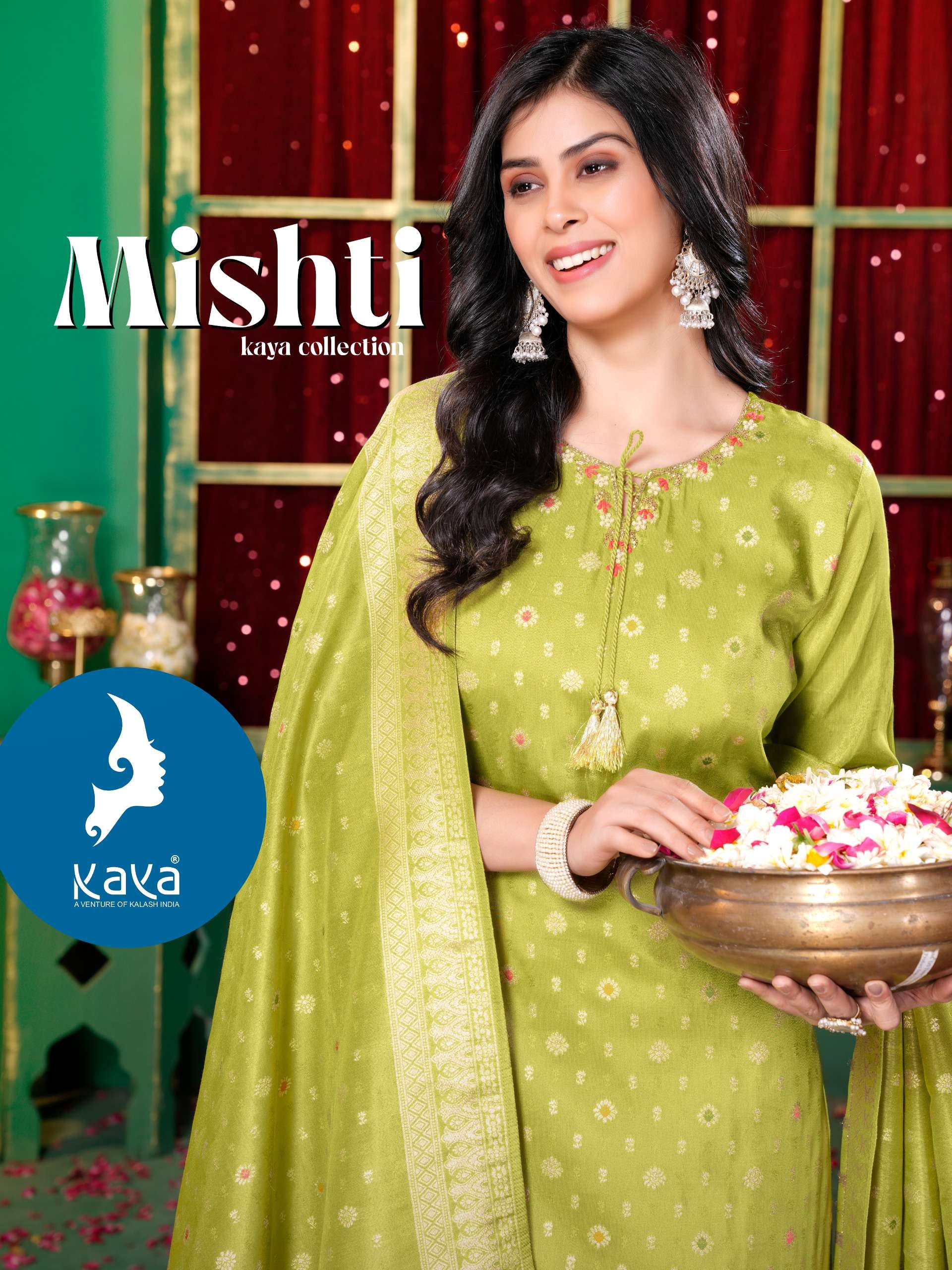 kaya mishti silk jacquard shimmer meena work ready to wear salwar kameez wholesale price surat