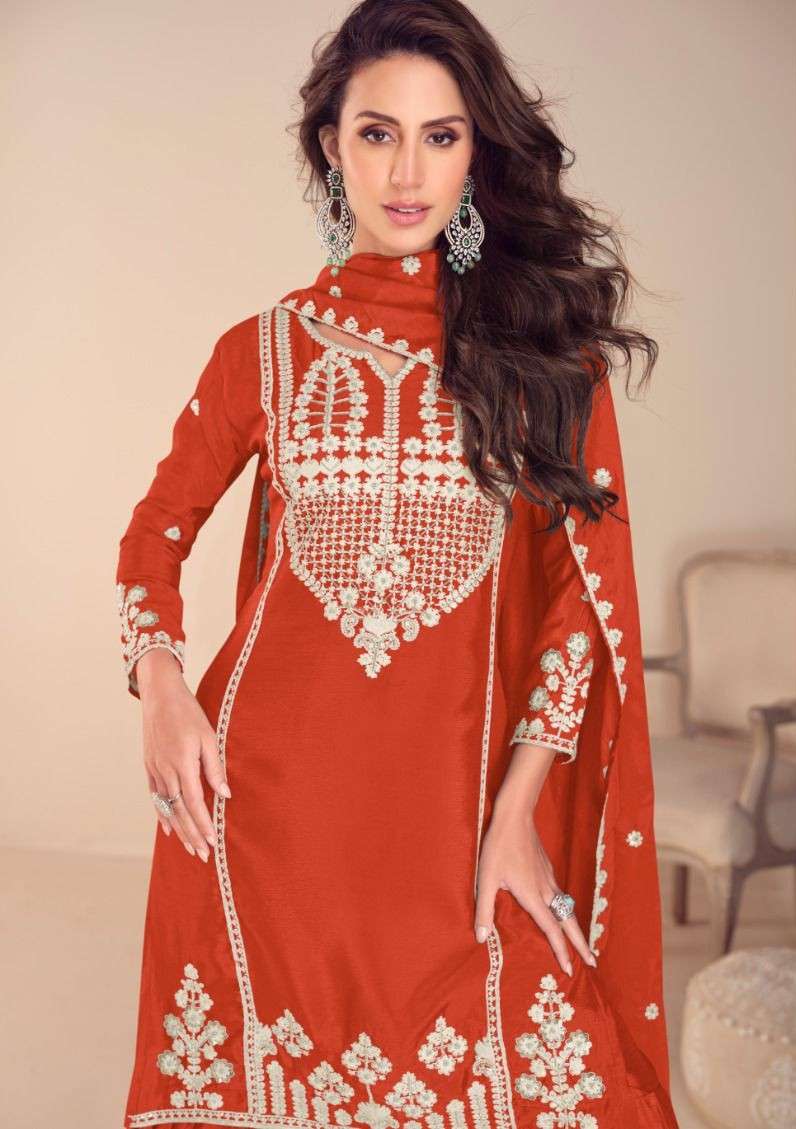 mehfil gold by rasalika colors series chinnon silk with heavy embroidery work fancy salwar kameez best online price surat