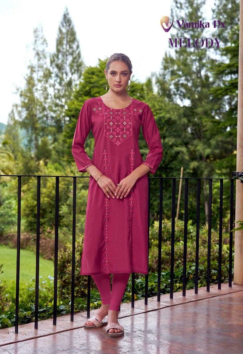 melody by vamika 2709-2712 series chanderi new designer ready to wear readymade kurti collection online surat
