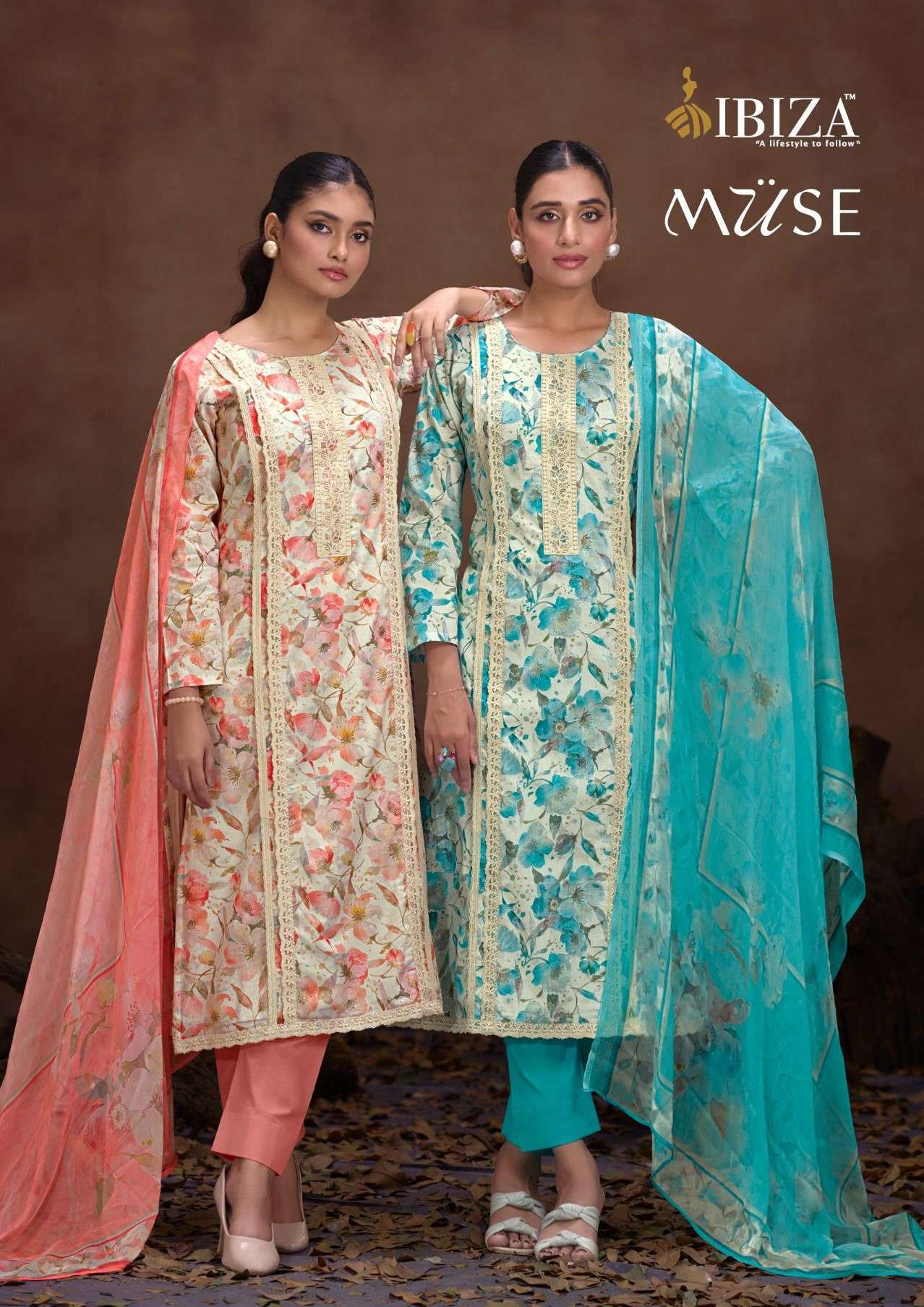 muse by ibiza 1941-1944 series lawn cotton digital print with embroidery party wear designer salwar kameez online surat