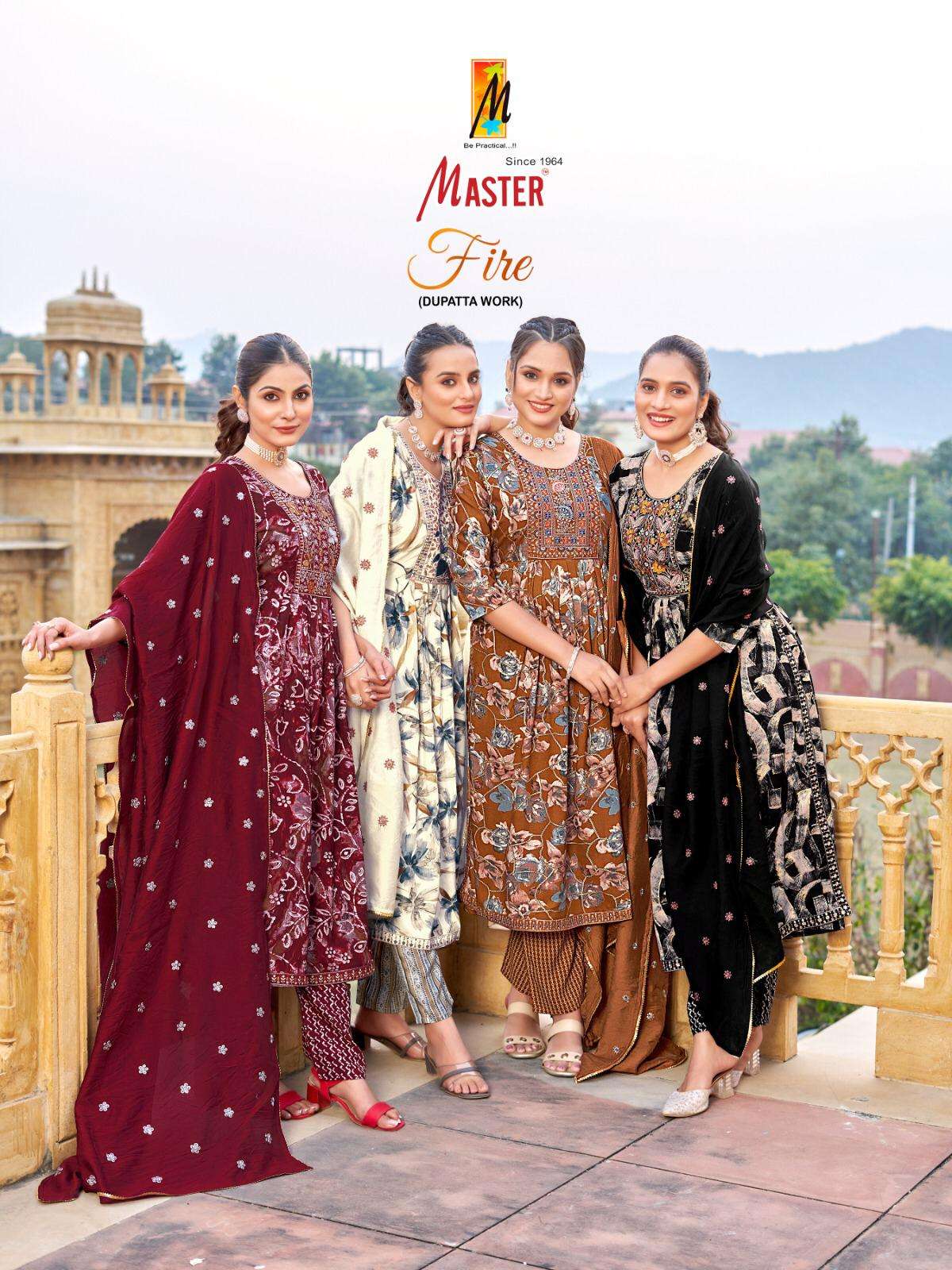 nayra by master 101-108 series rayon foil worked readymade salwar kameez wholesale price surat