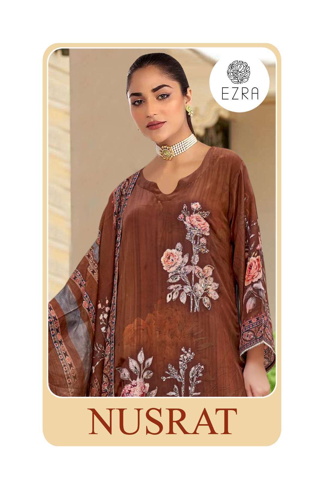 nusrat by ezra 1001-1005 series hand embroidery maslin cotton exclusive fancy salwar kameez best online rant surat