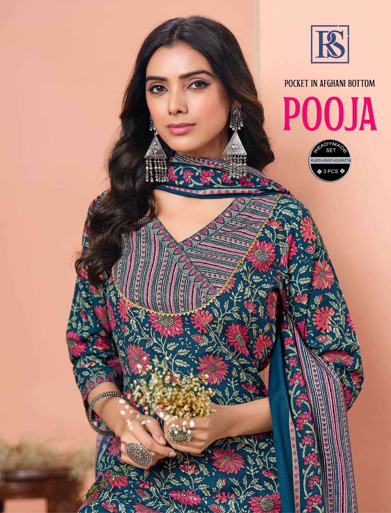 pooja by rangi sangi 501-506 series summer wear cotton hand work readymade salwar kameez best online price surat