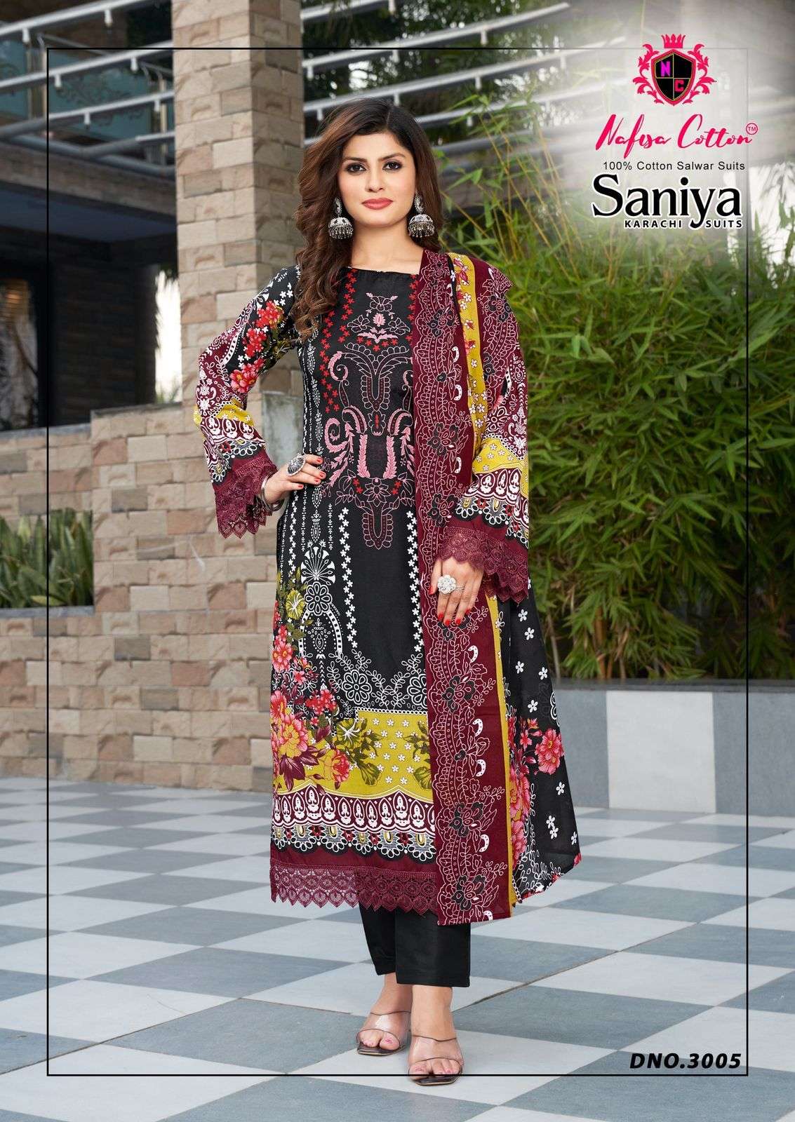 saniya vol 3 by nafisha cotton 3001-3006 series pure soft cotton unstich salwar kameez collection wholesale price surat