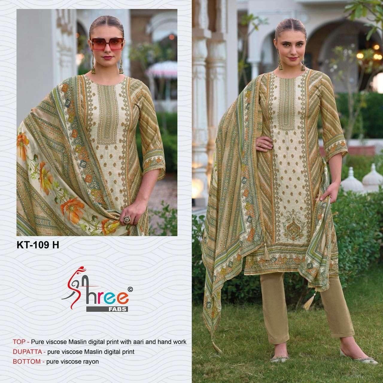 shree fabs kt 109 series pure viscose muslin fancy pakistani salwar kameez wholesale price surat