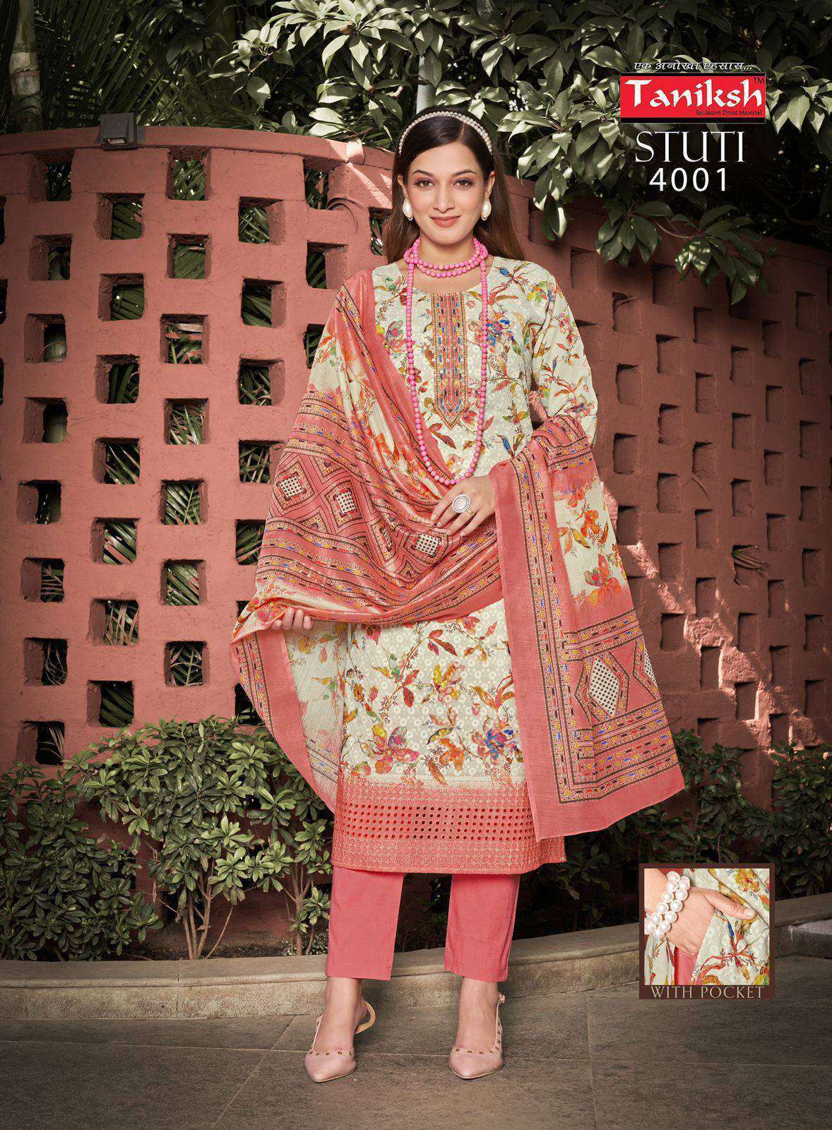 stuti vol 5 by taniksh color series embroidery worked designer kurti with pant set best online price surat