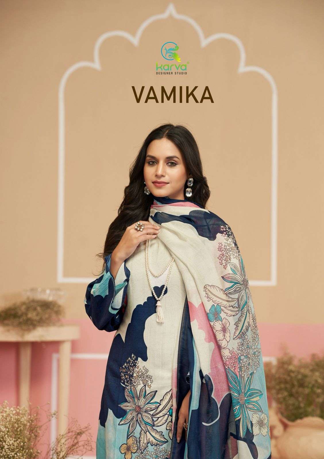 vamika by karva 01-04 series exclusive designer viscose muslin with print salwar kameez online dealer surat