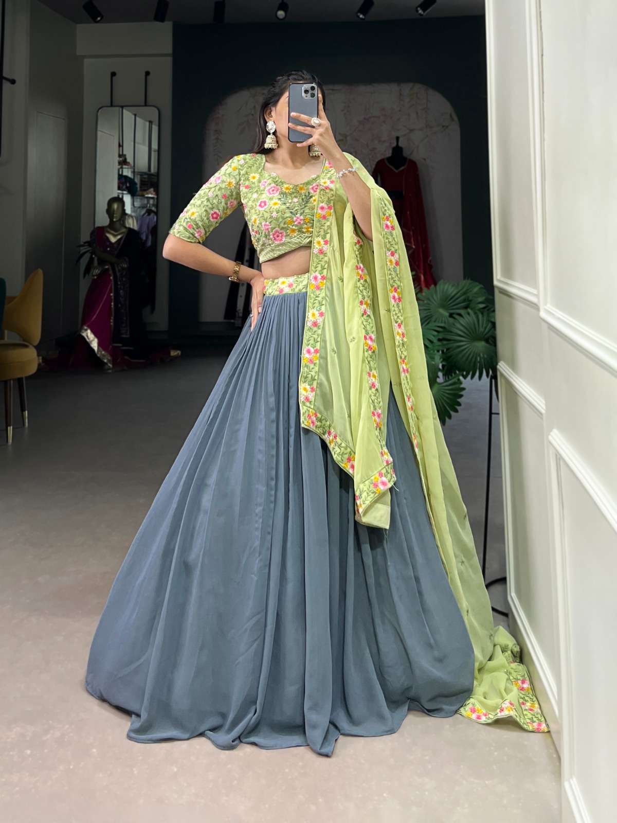 1402 by lnb georgette embroidered latest designer Engagement wear lehenga online surat