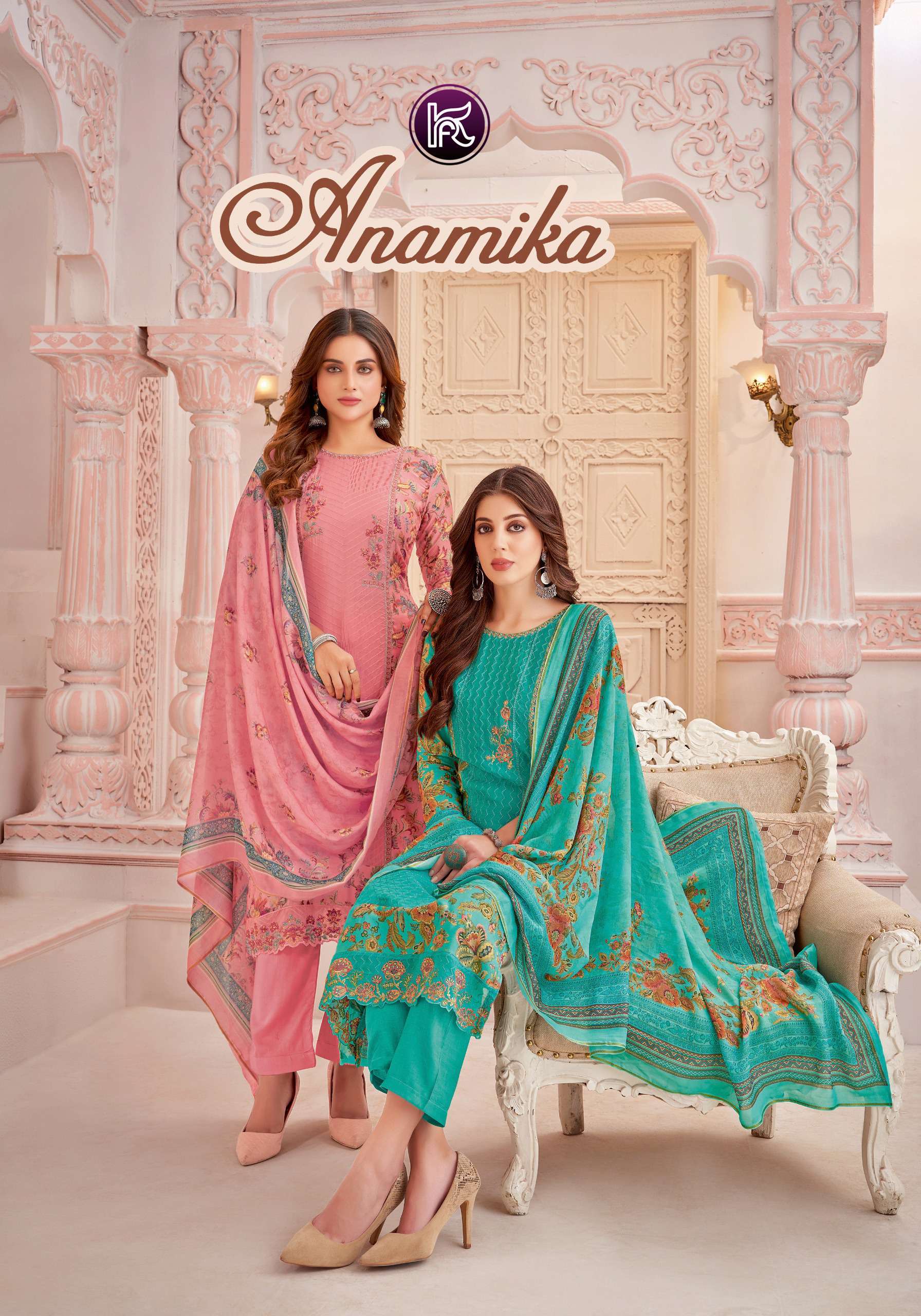 anamika by kala fashion 1001-1006 series embroidered ready to unstitched casual wear salwar kameez online surat