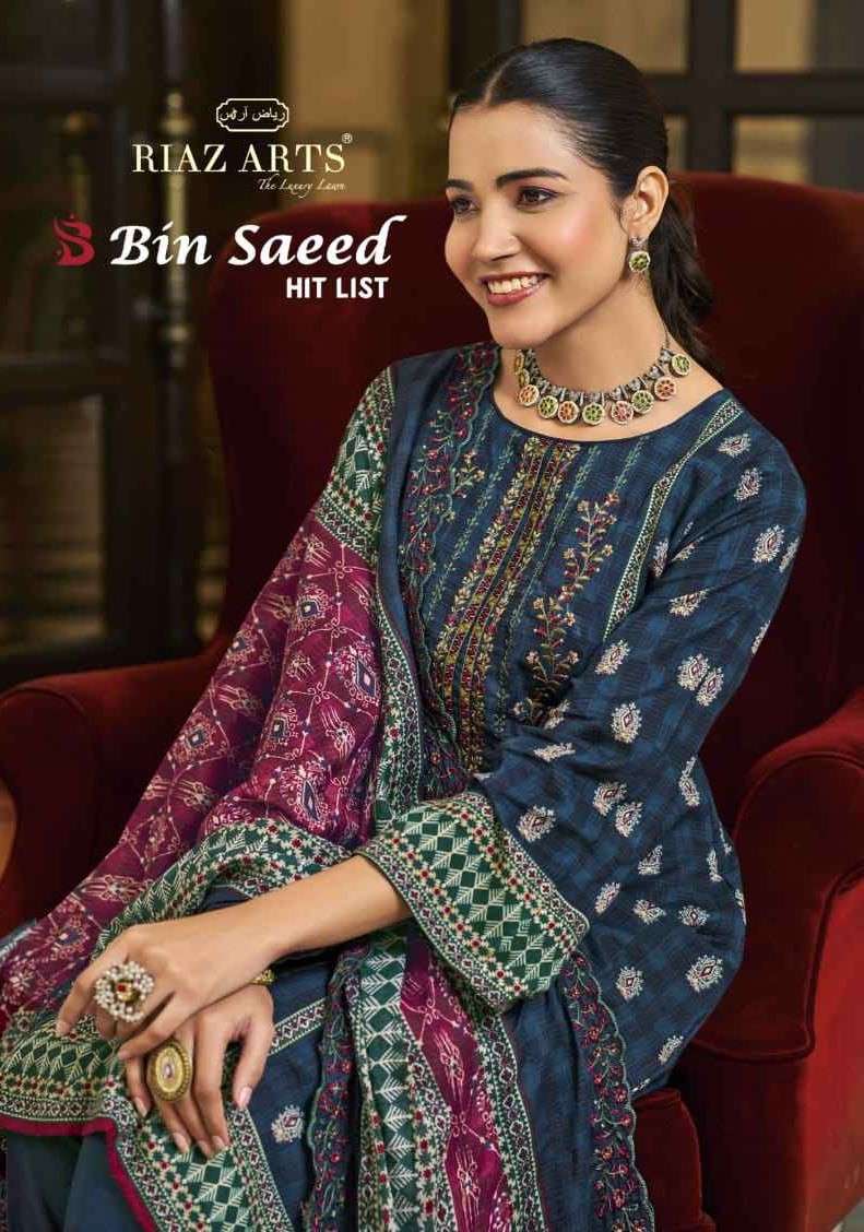  bin saeed hitlist by riaz arts 401-406 series exclusive embroidered unstitched salwar kameez online surat