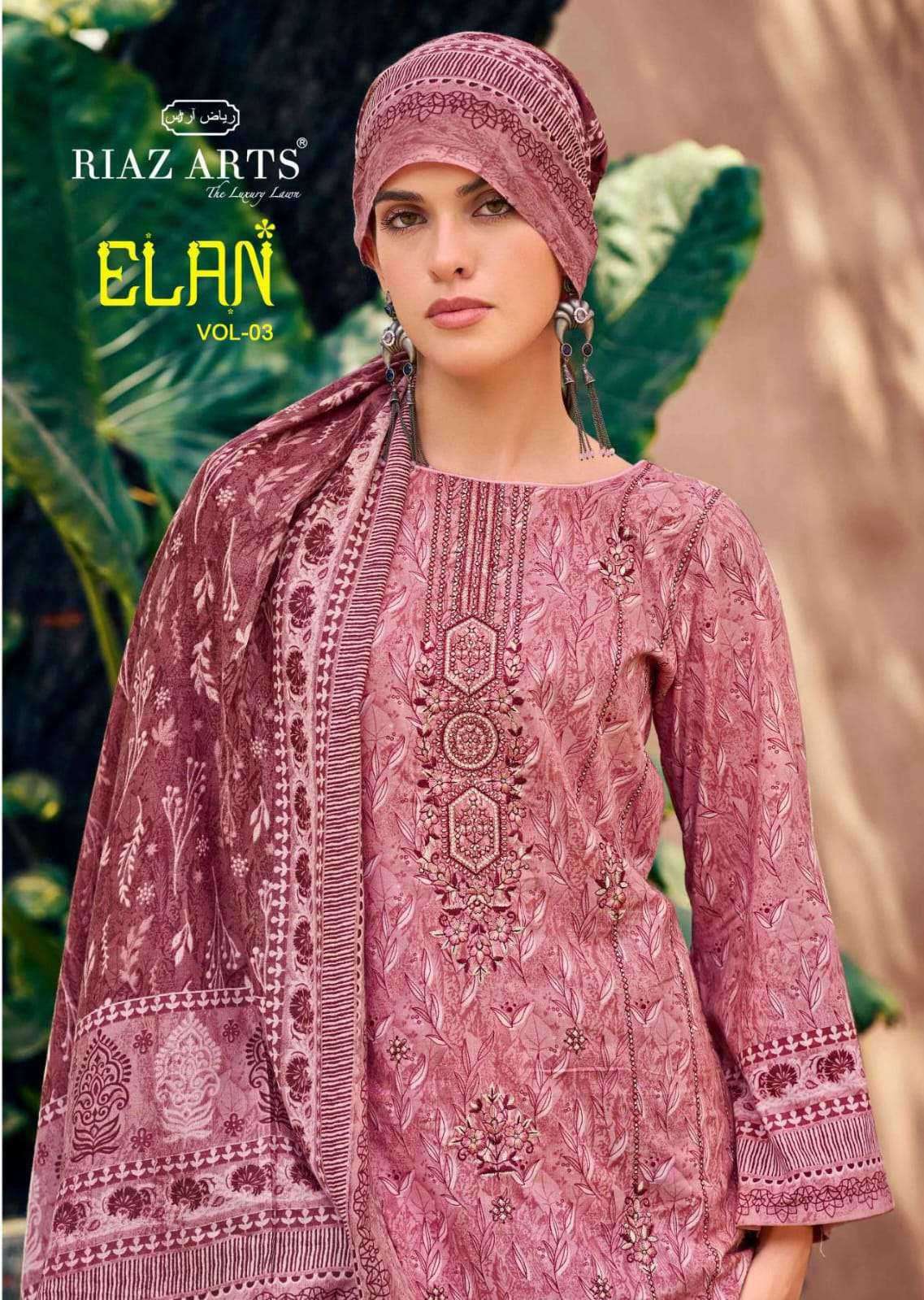 elan special vol 3 by riaz arts 1001-1006 summer special lawn cotton embroidered pakistani wear salwar kameez best online price surat