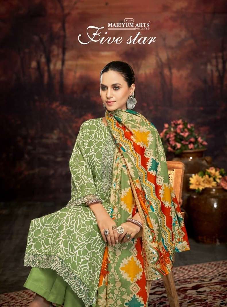 five star by mariyum arts 56001-56006 series summer wear soft cotton unstitched salwar kameez best online price surat