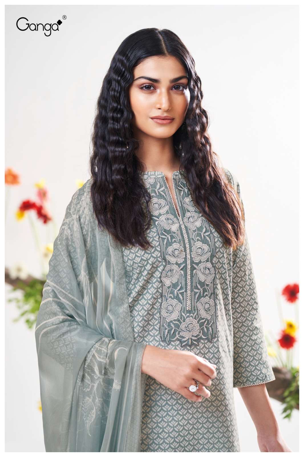 gurnoor 3473 by ganga fancy embroidered summer wear cotton salwar kameez buy online surat