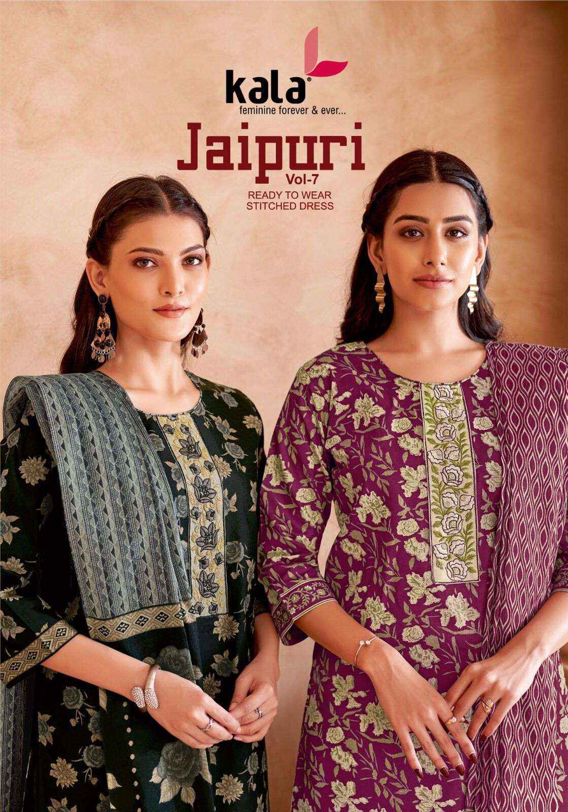 jaipuri vol 7 by kala creation 7501-7512 series summer special cotton casual wear readymade salwar suits buy online surat