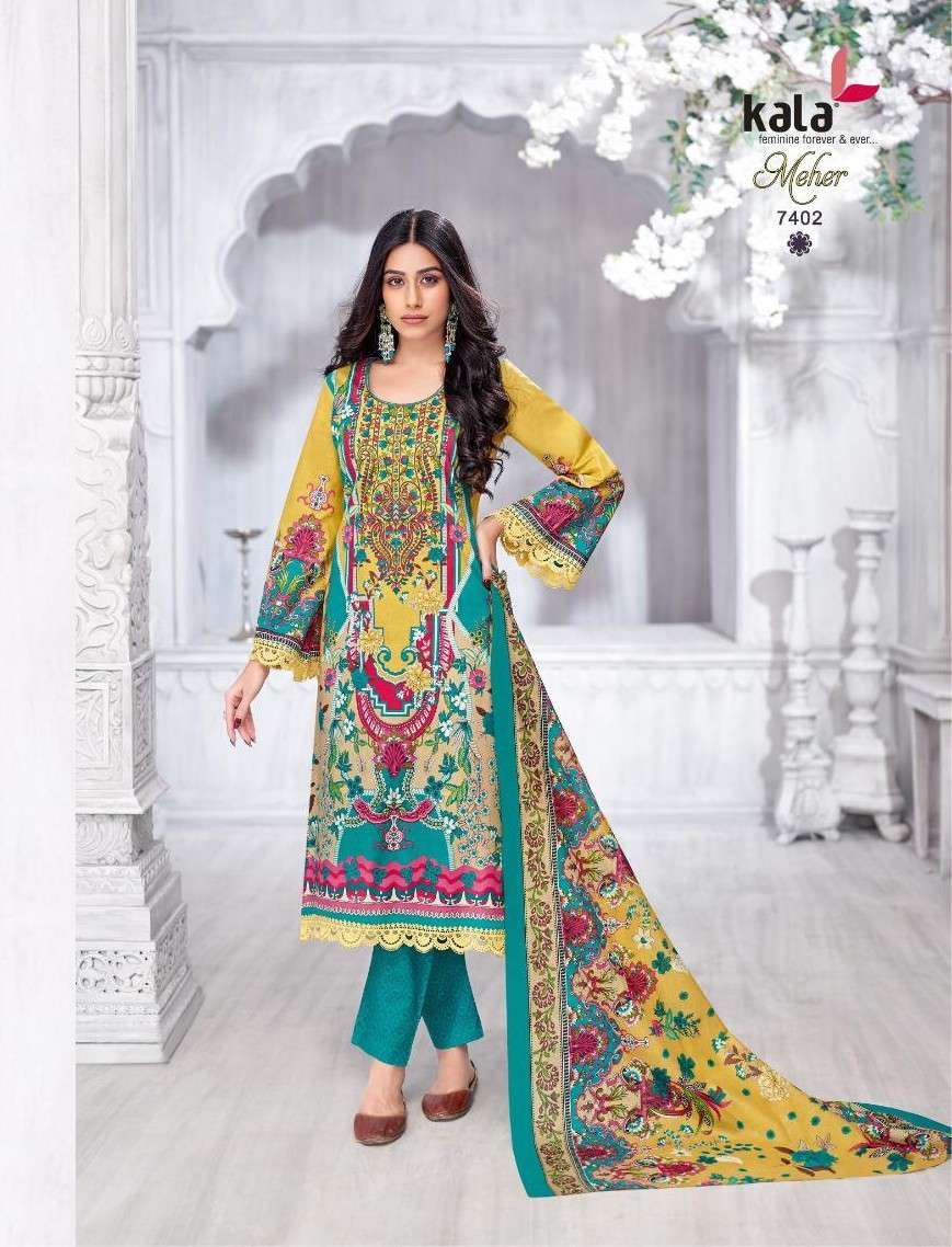 meher vol 22 by tarika creation colors 7401-7412 series cotton casual wear readymade kurti with pant set buy online best price surat