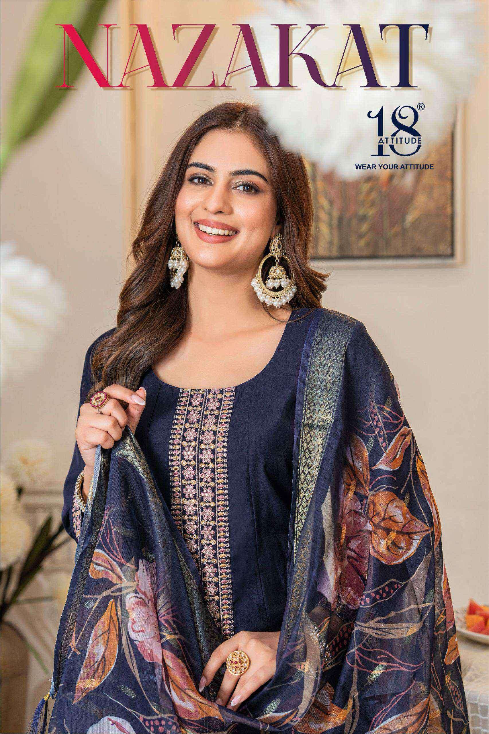 nazakat by 18 attitude colors designer anarkali style readymade salwar kameez best online price surat