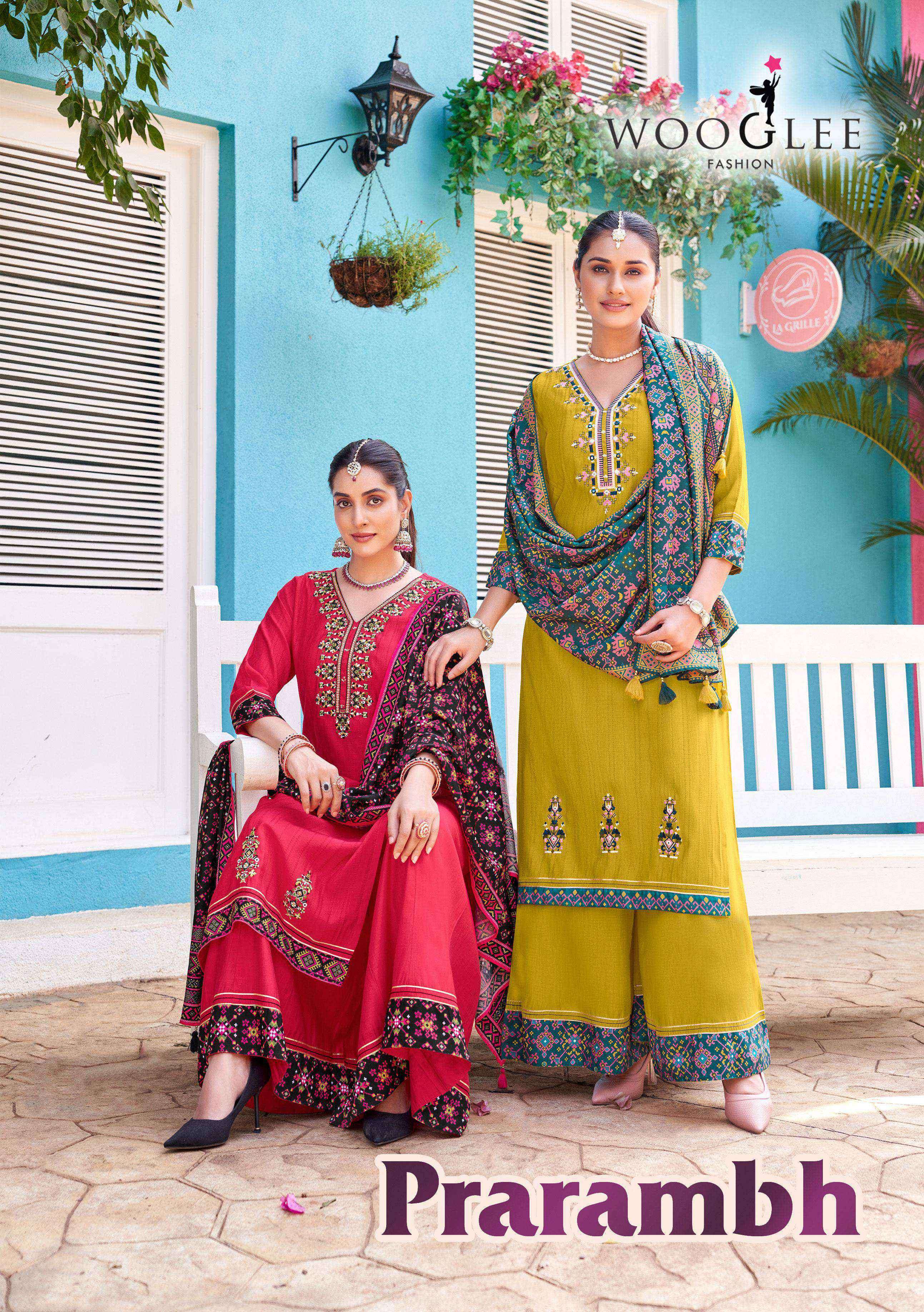 Prarambh by wooglee 2001-2004 series heavy handwork readymade plazzo suits collection best online surat