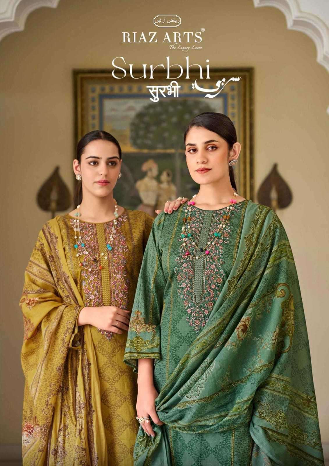 surbhi by riaz arts 1001-1004 series embroidered designer unstitched party wear salwar kameez best online price surat